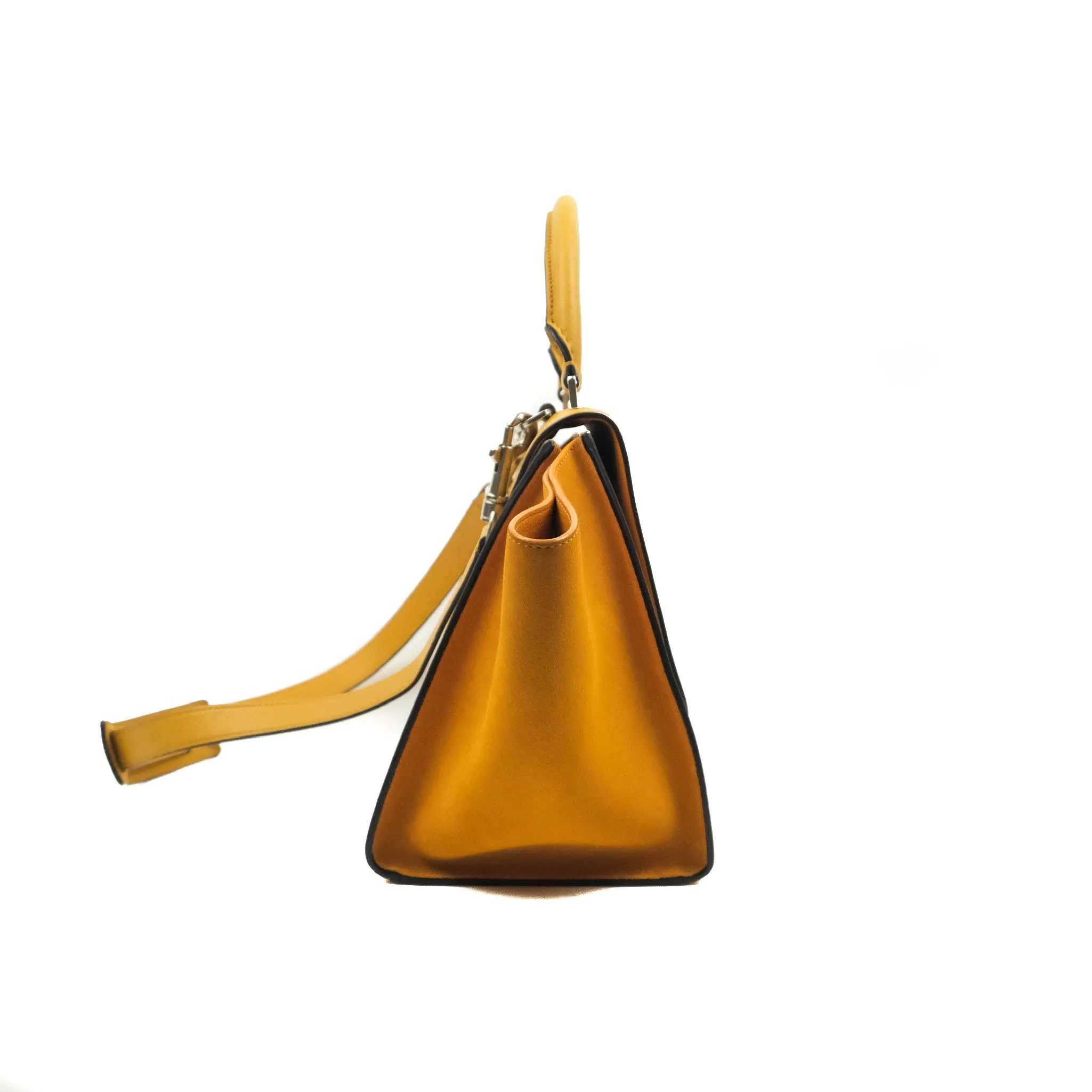 Celine Small Trapeze Bag Mustard Yellow Grained Calfskin