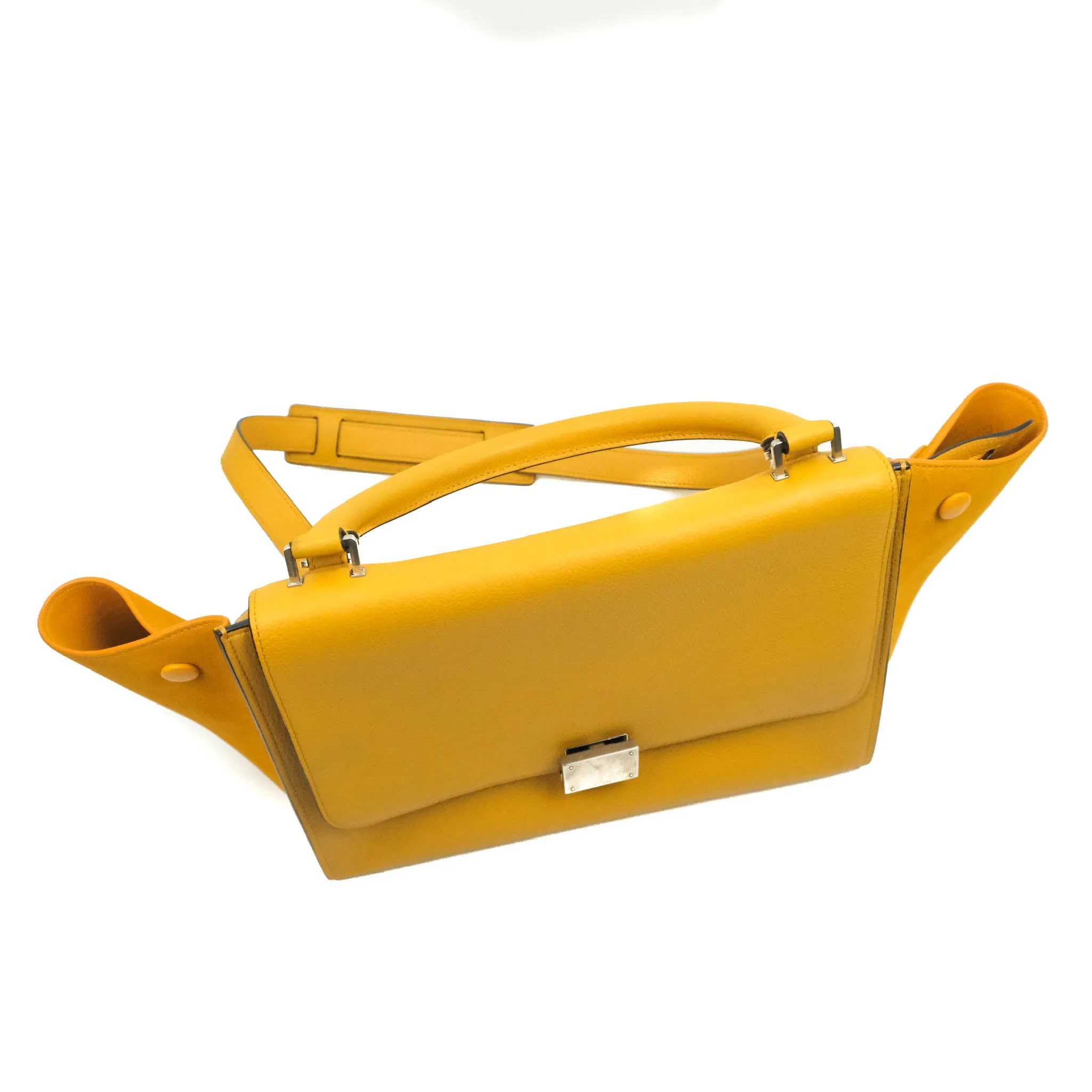 Celine Small Trapeze Bag Mustard Yellow Grained Calfskin