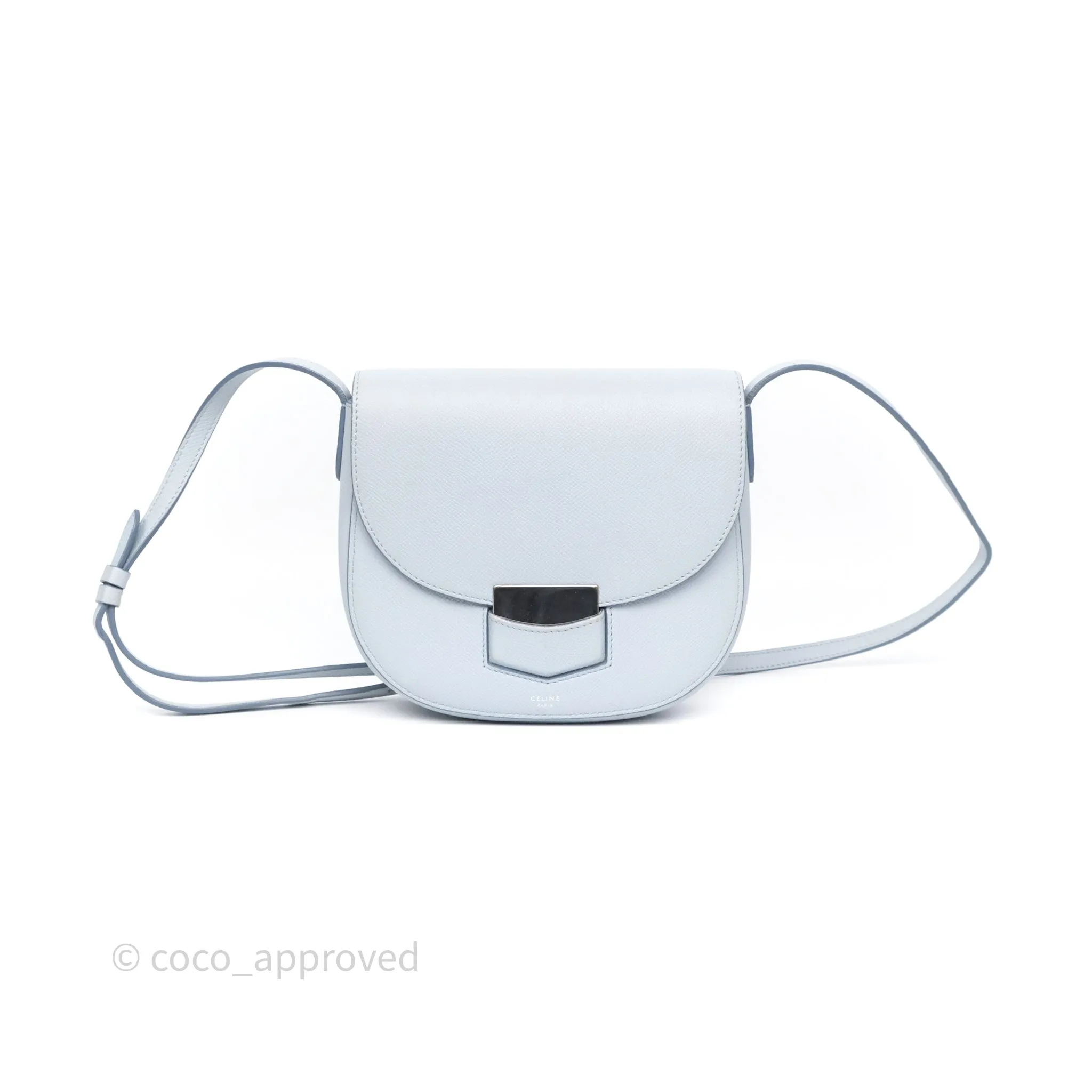 Celine Small Trotteur Bag Light Blue Grained Calfskin