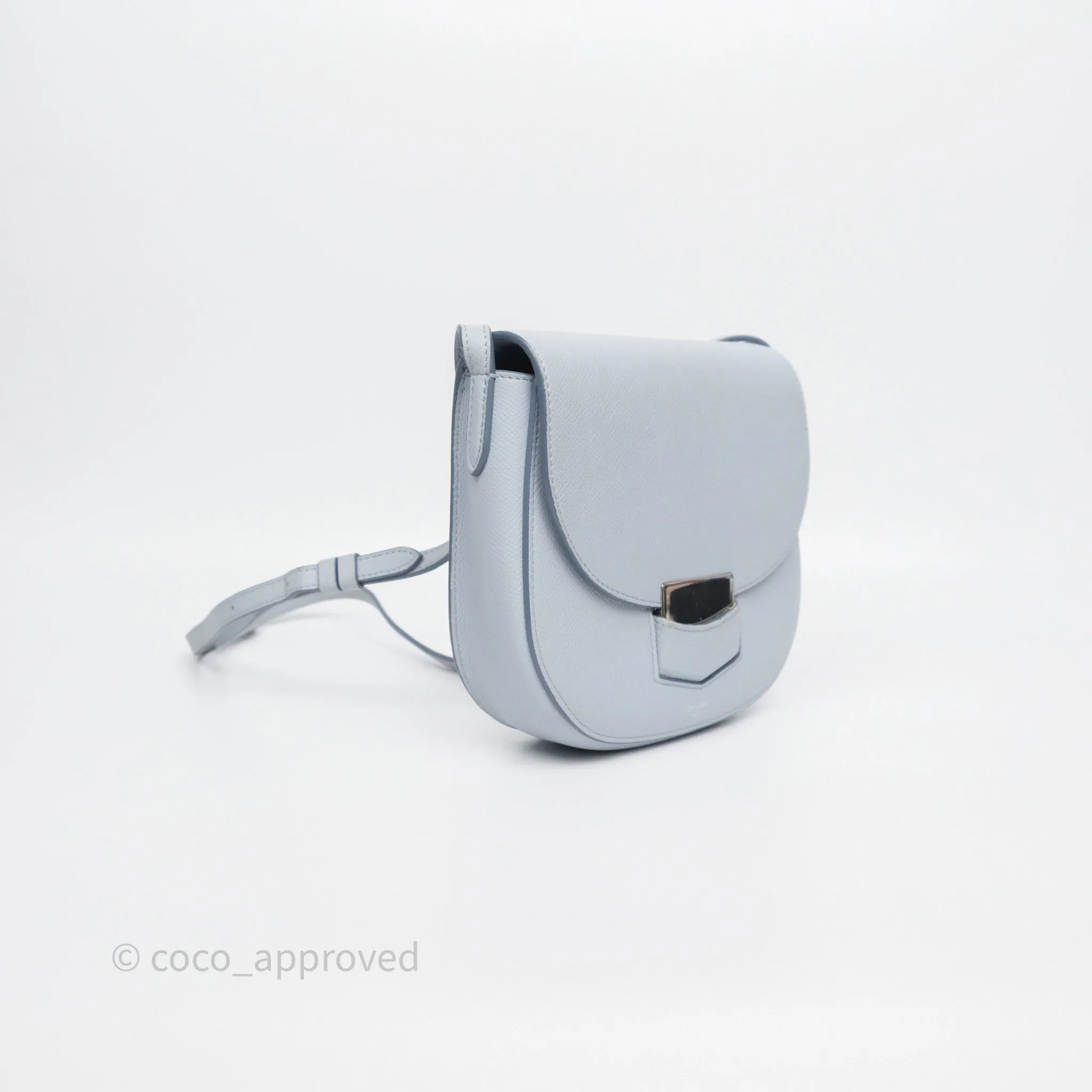 Celine Small Trotteur Bag Light Blue Grained Calfskin