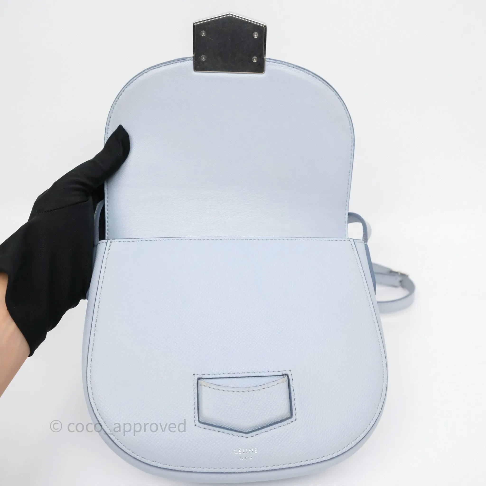 Celine Small Trotteur Bag Light Blue Grained Calfskin