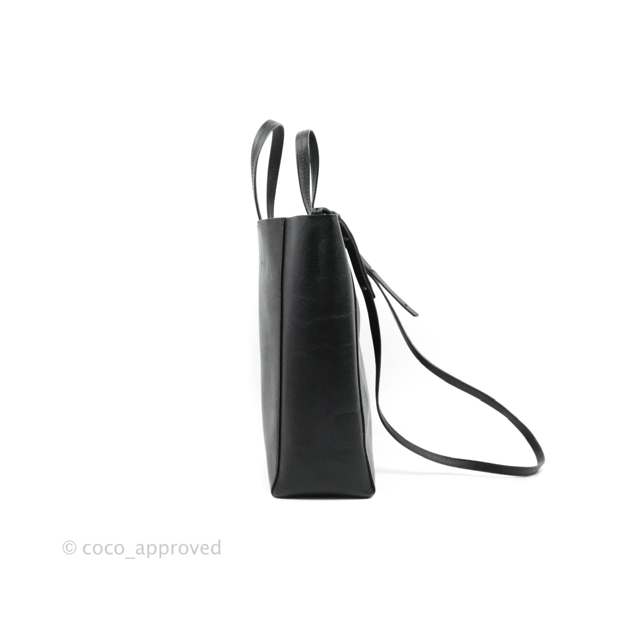 Celine Small Vertical Cabas Tote Black Grained Calfskin Silver Hardware
