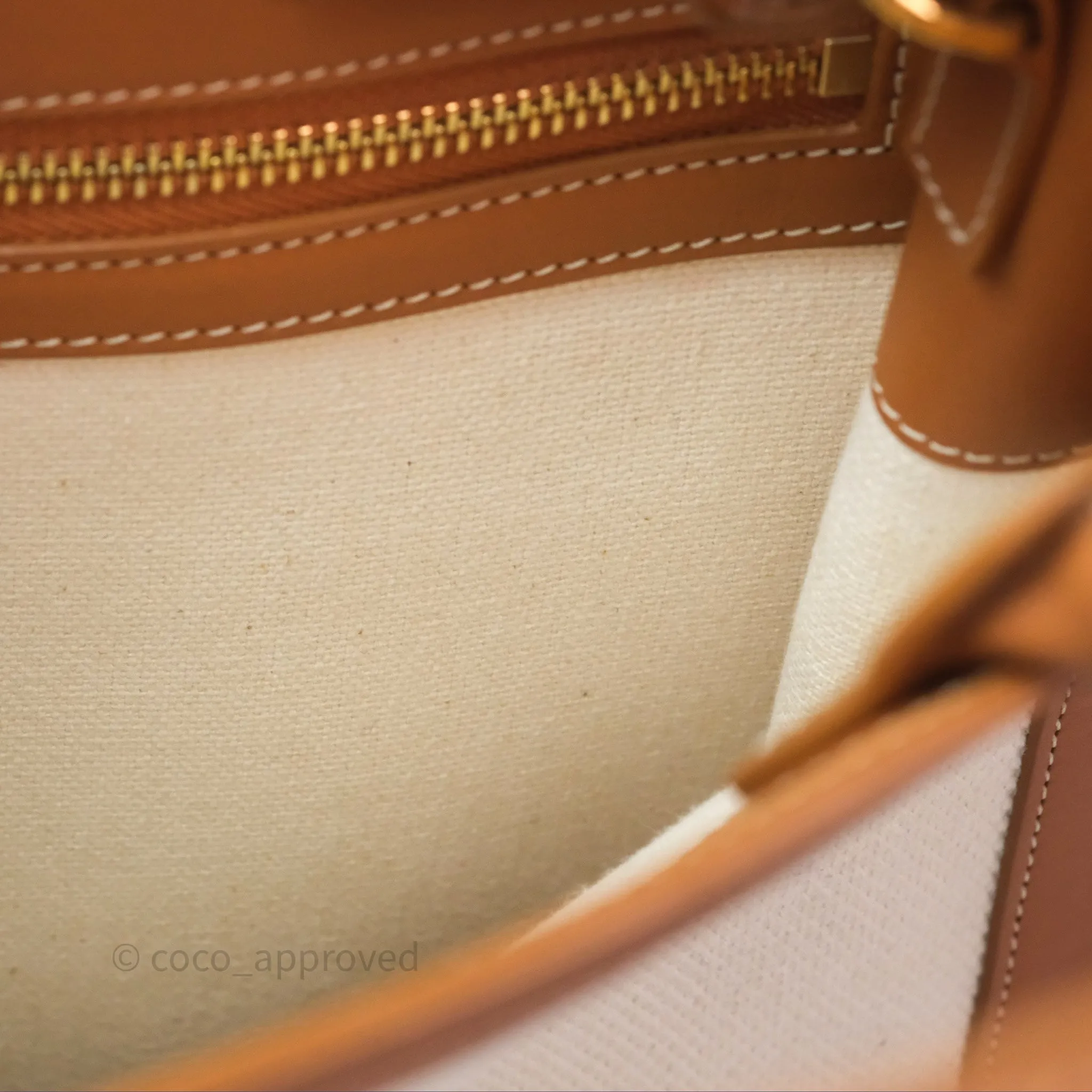 Celine Small Vertical Cabas Tote With Celine Print Natural/ Tan