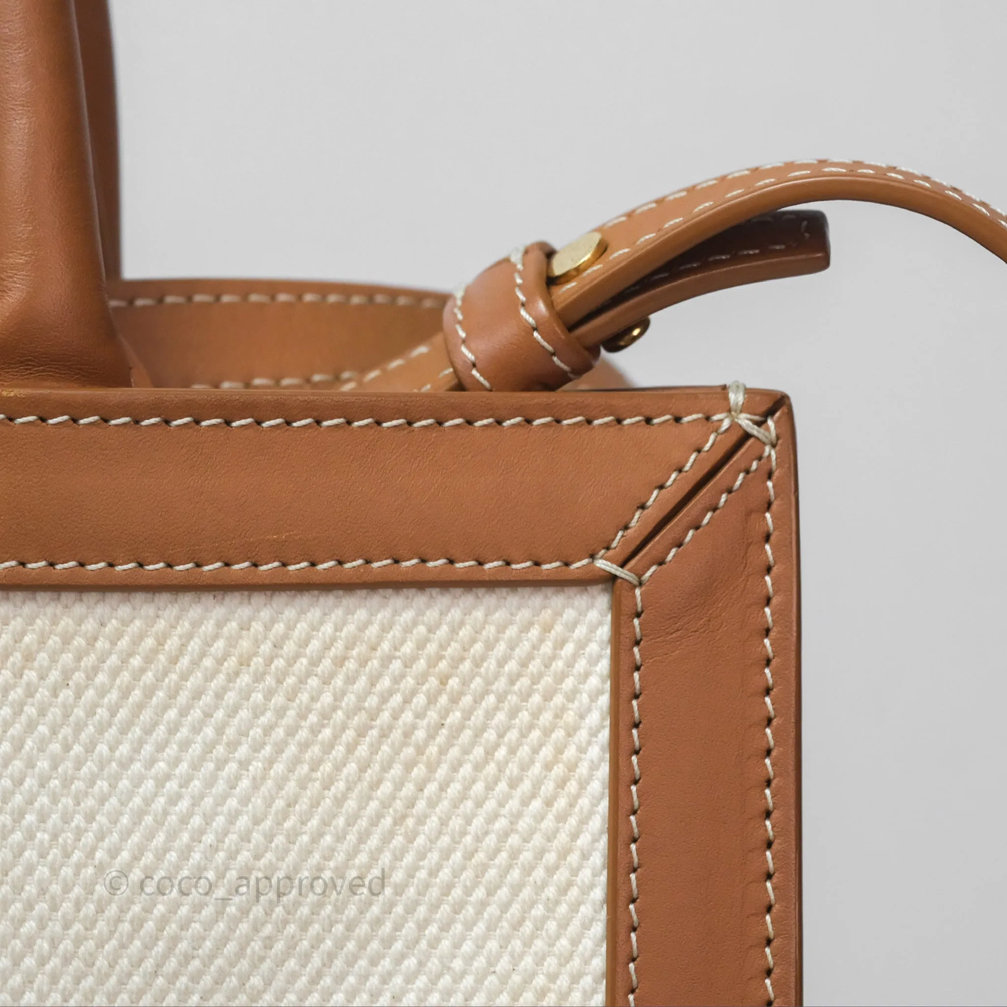 Celine Small Vertical Cabas Tote With Celine Print Natural/ Tan