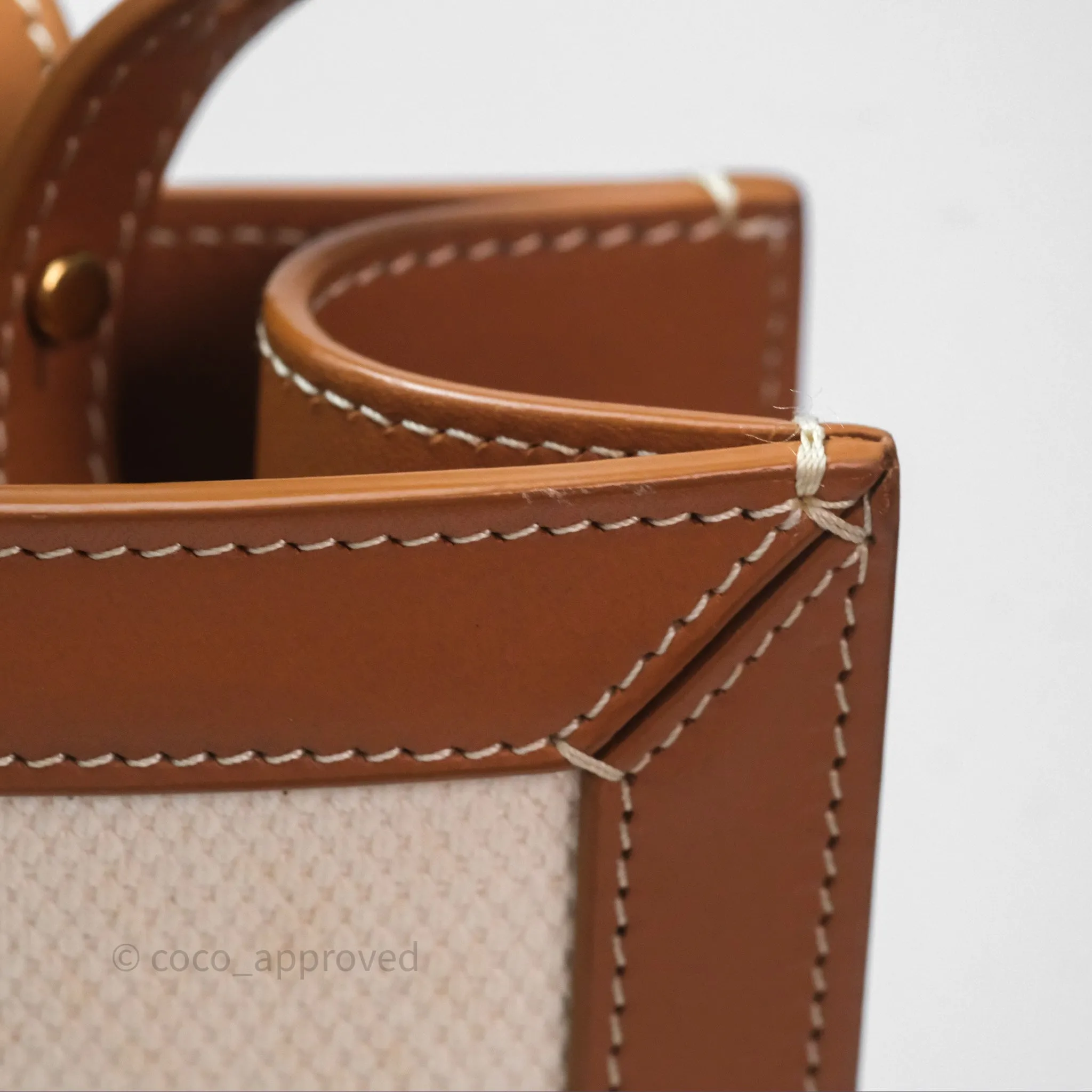 Celine Small Vertical Cabas Tote With Celine Print Natural/ Tan