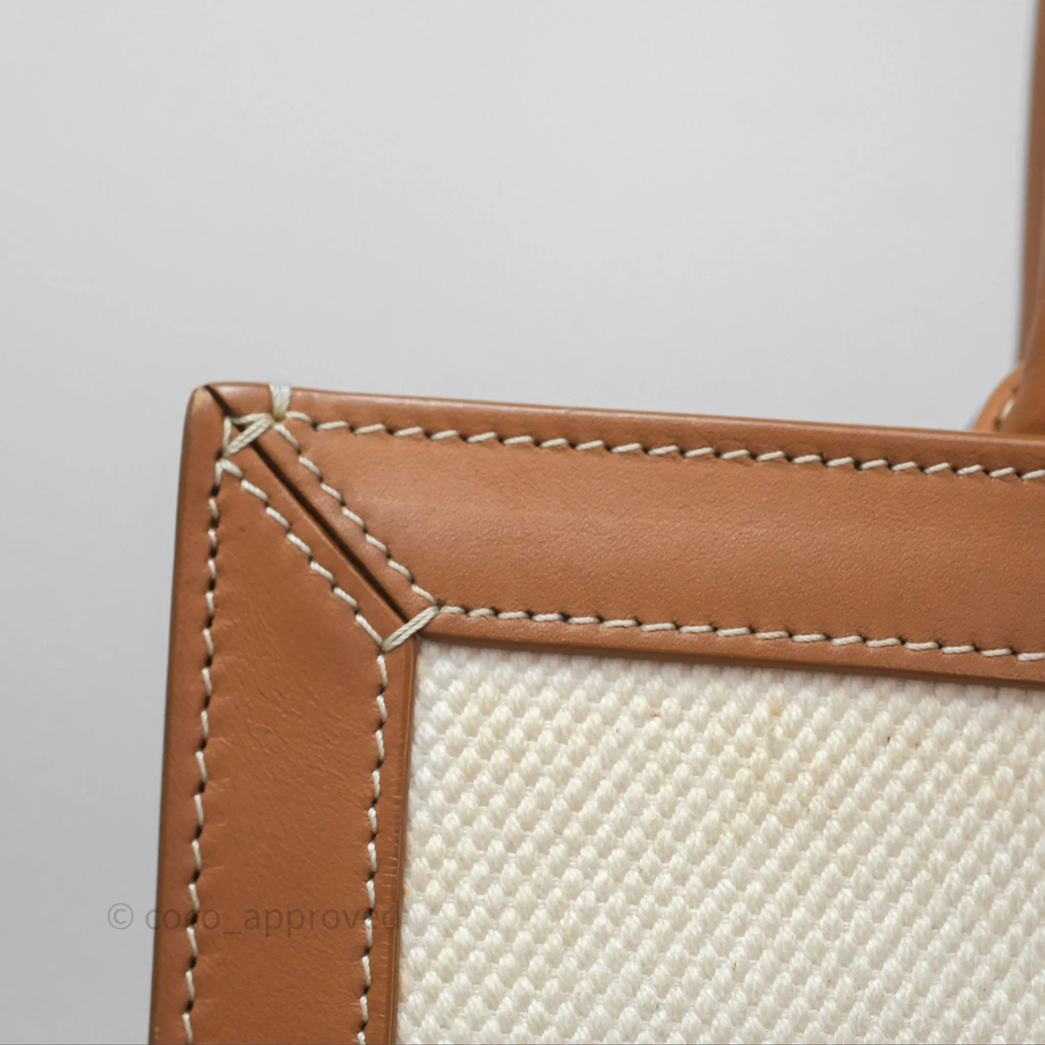 Celine Small Vertical Cabas Tote With Celine Print Natural/ Tan