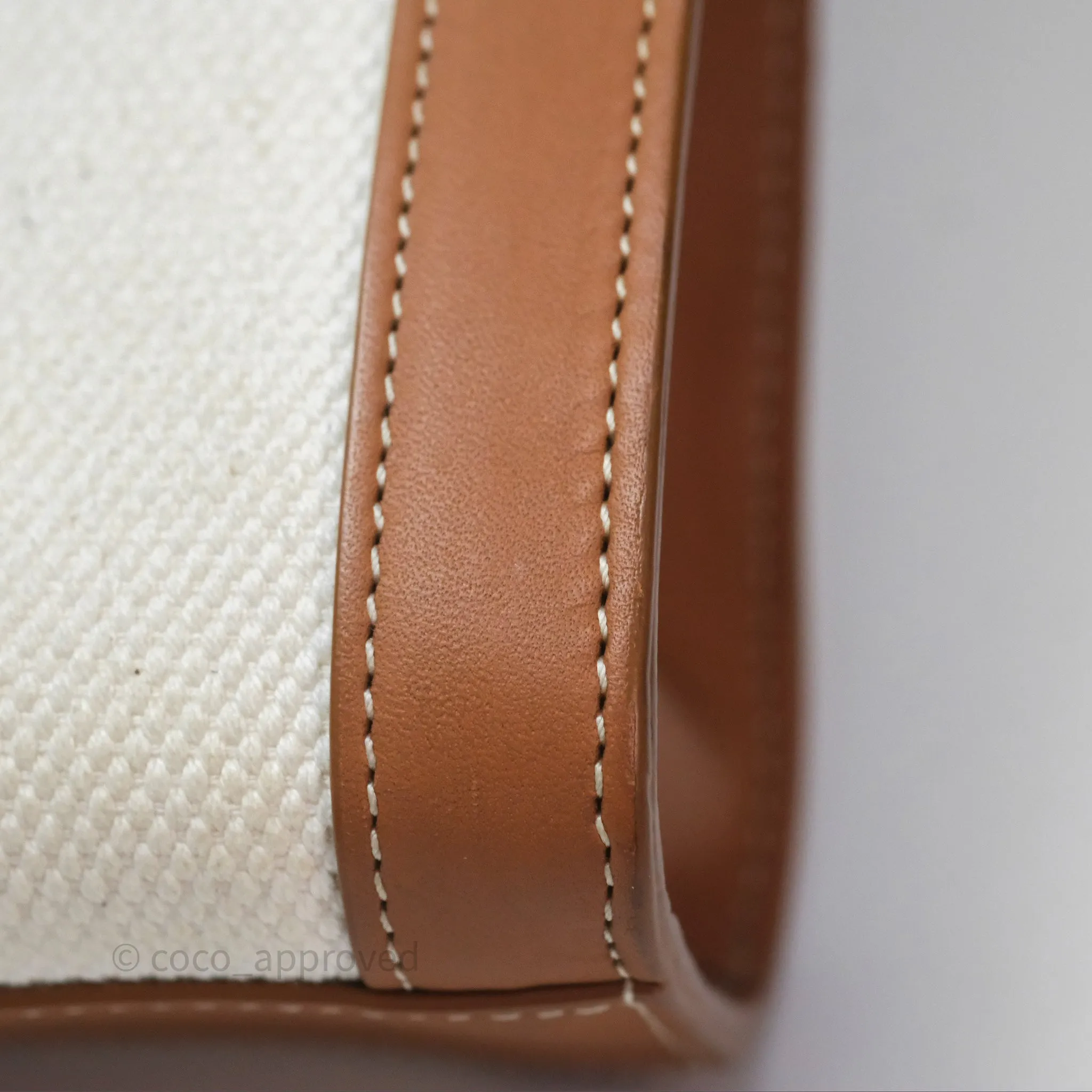 Celine Small Vertical Cabas Tote With Celine Print Natural/ Tan