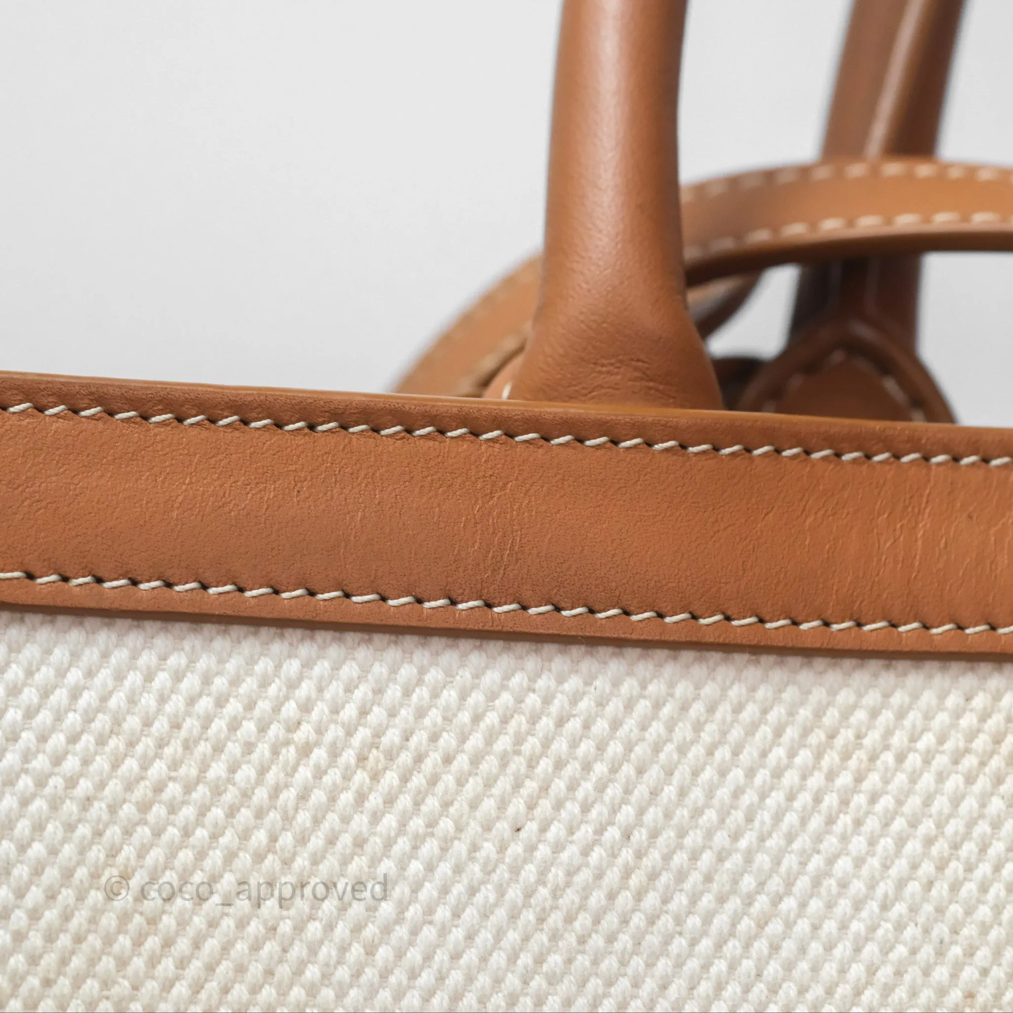 Celine Small Vertical Cabas Tote With Celine Print Natural/ Tan