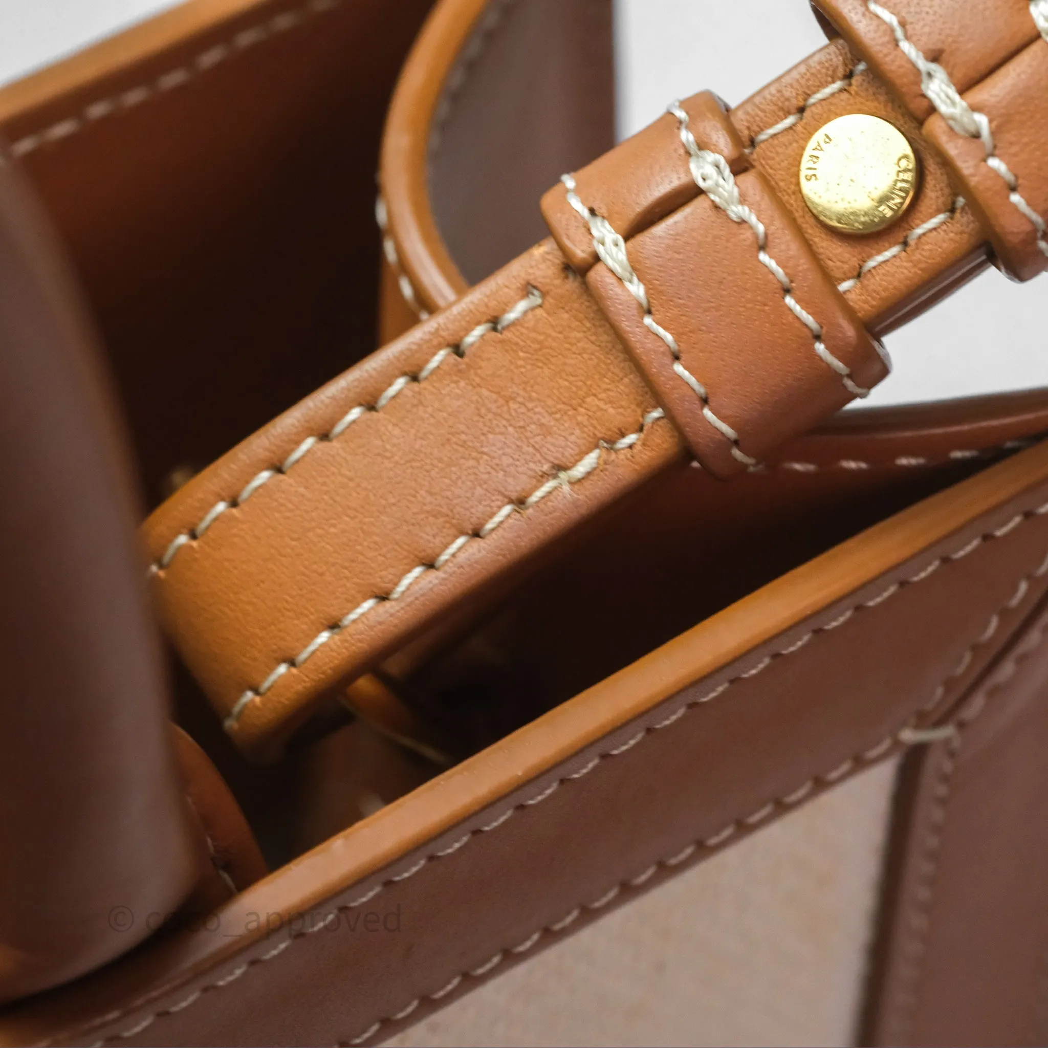 Celine Small Vertical Cabas Tote With Celine Print Natural/ Tan