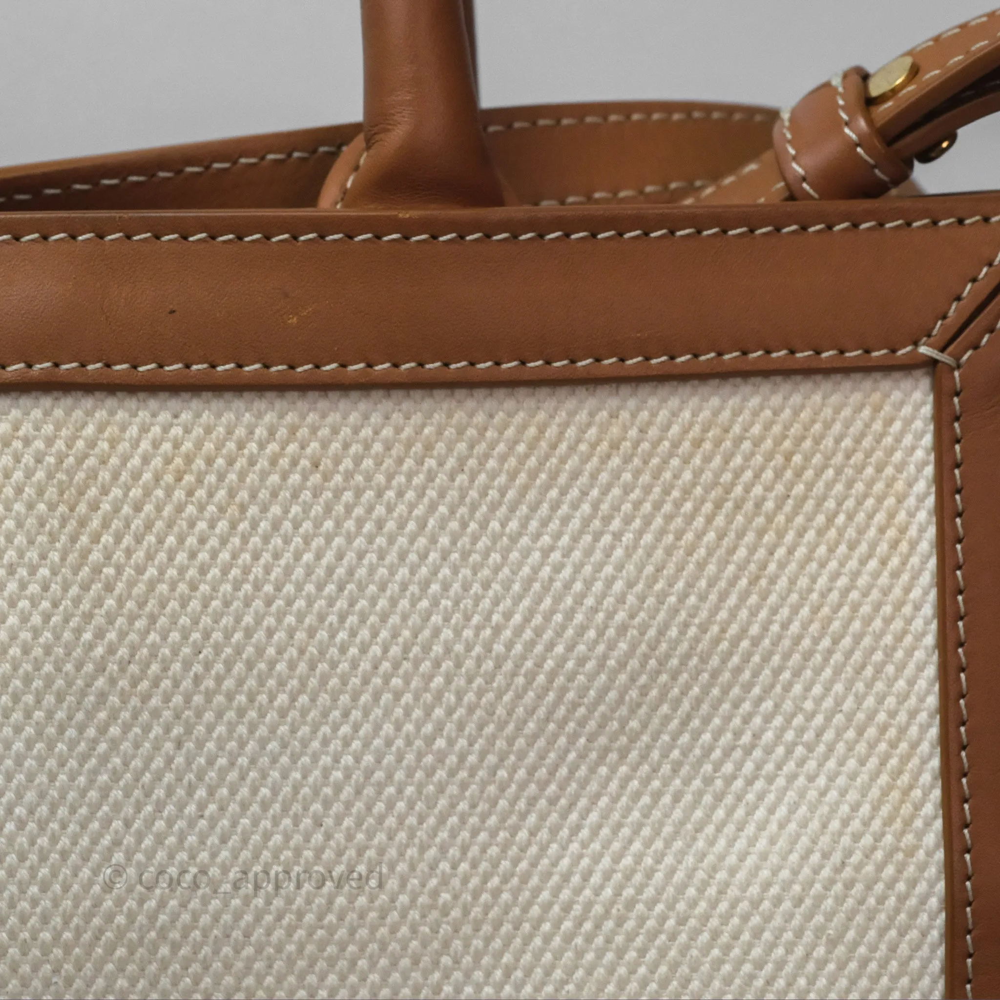Celine Small Vertical Cabas Tote With Celine Print Natural/ Tan