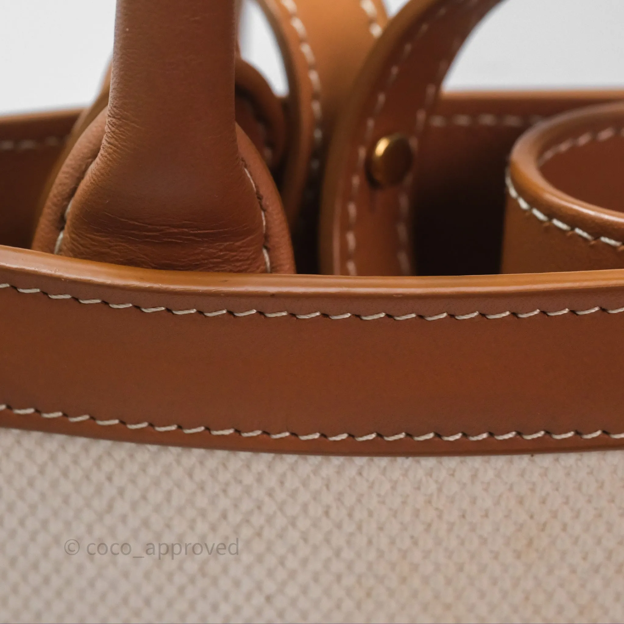 Celine Small Vertical Cabas Tote With Celine Print Natural/ Tan