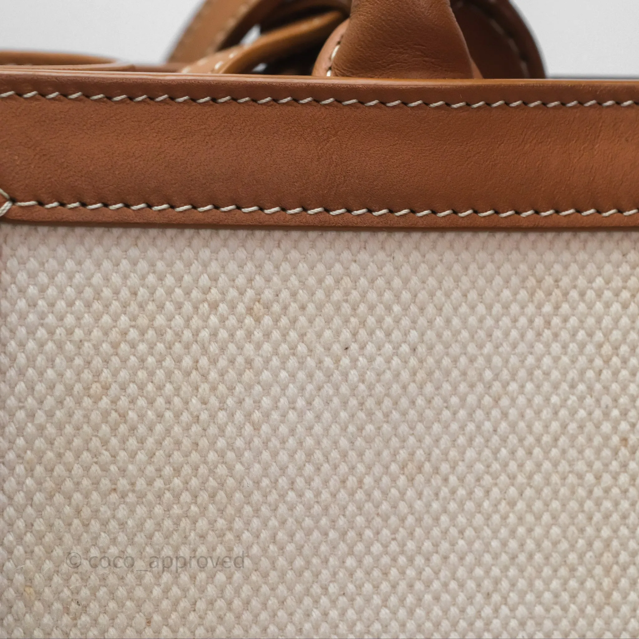 Celine Small Vertical Cabas Tote With Celine Print Natural/ Tan