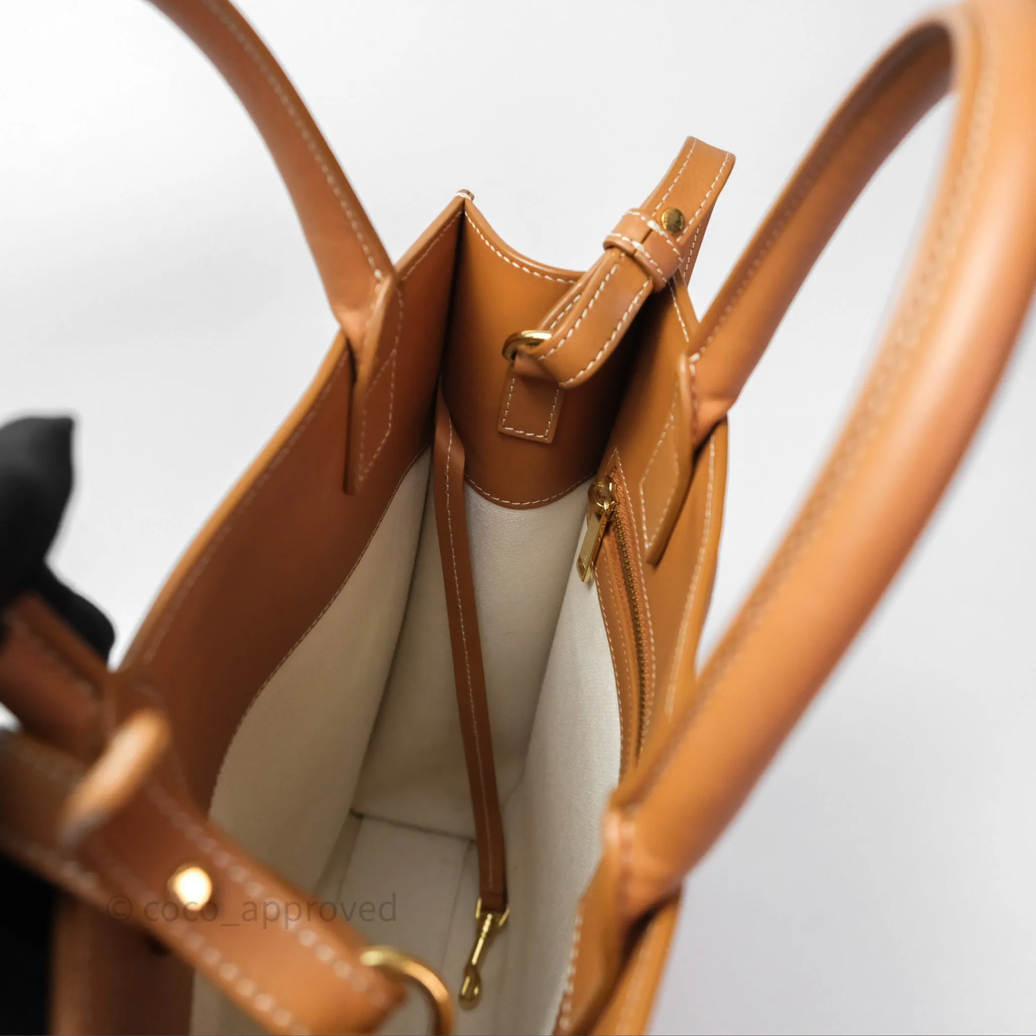 Celine Small Vertical Cabas Tote With Celine Print Natural/ Tan