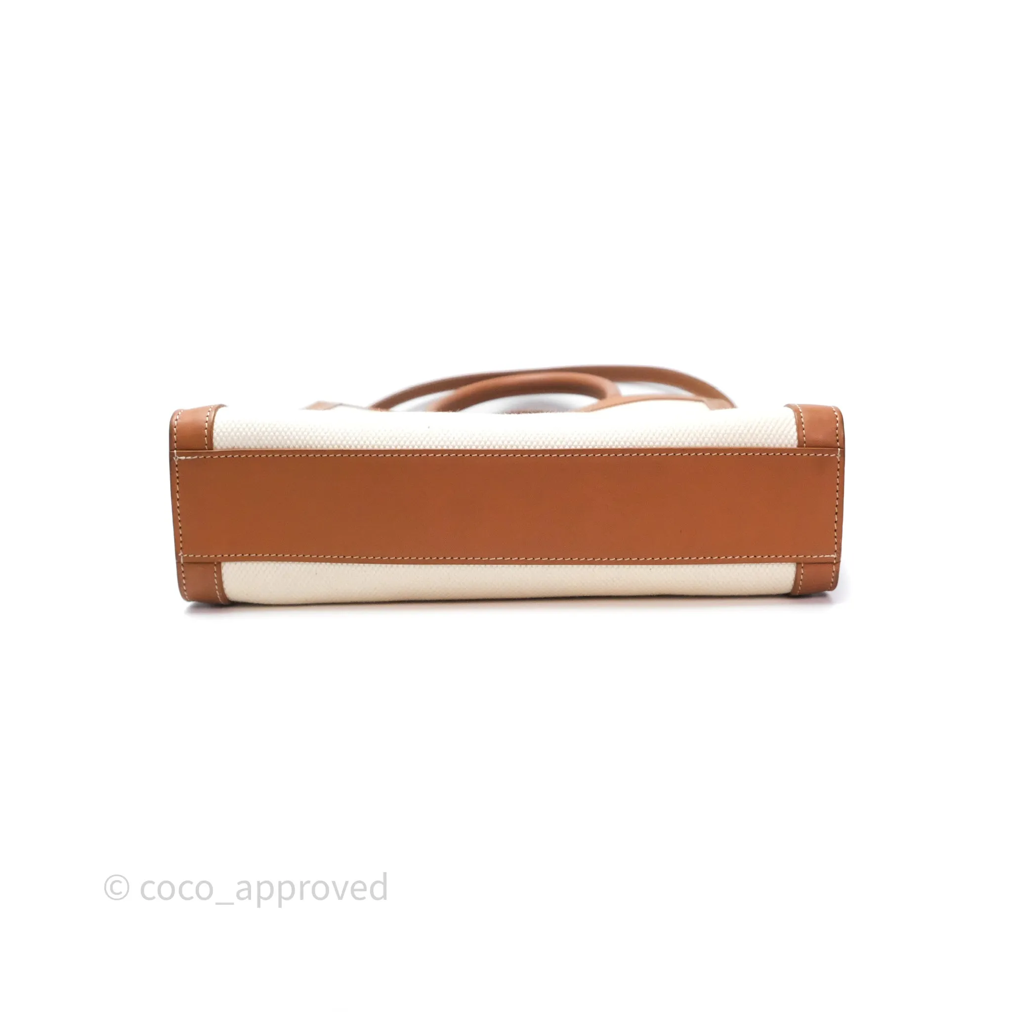 Celine Small Vertical Cabas Tote With Celine Print Natural/ Tan