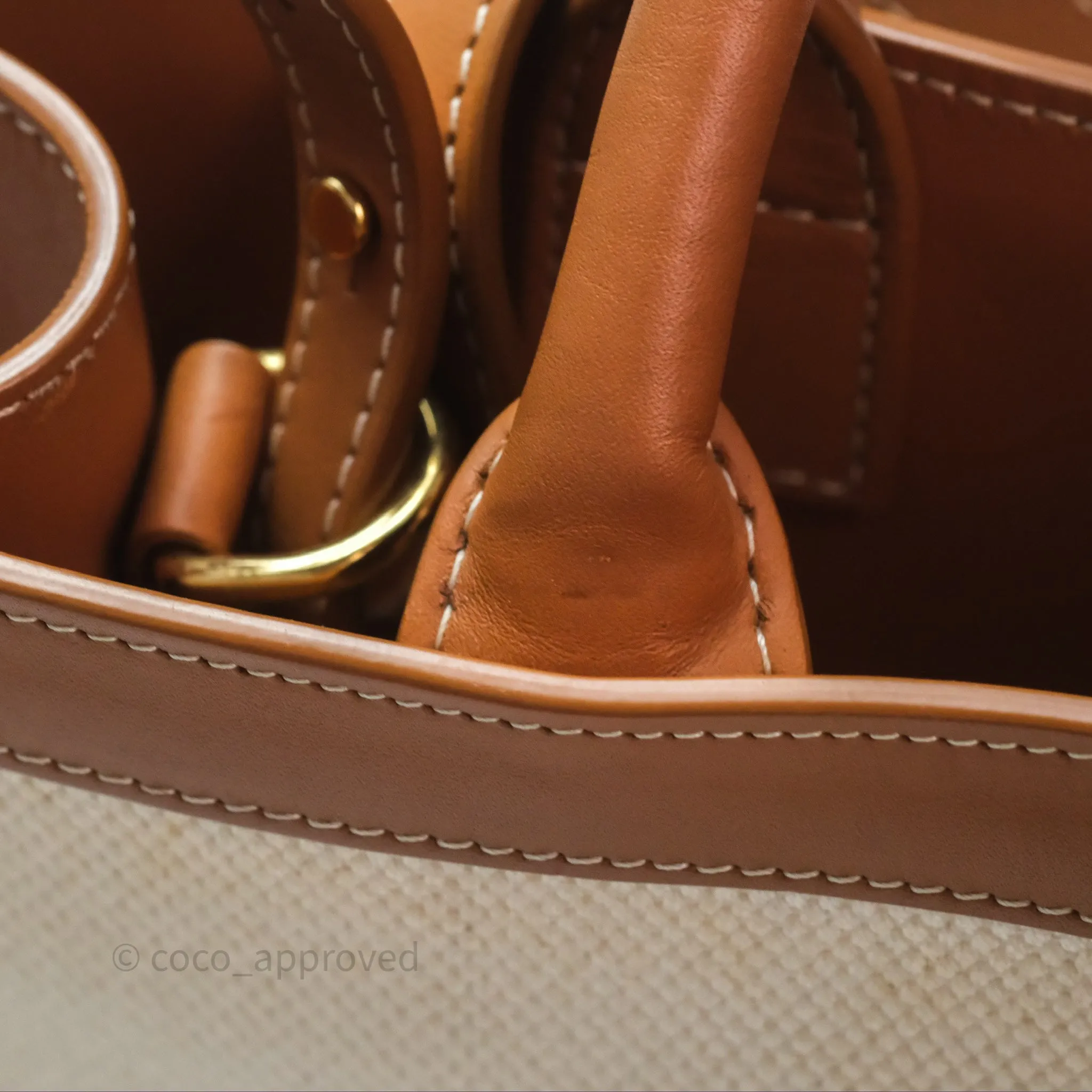Celine Small Vertical Cabas Tote With Celine Print Natural/ Tan