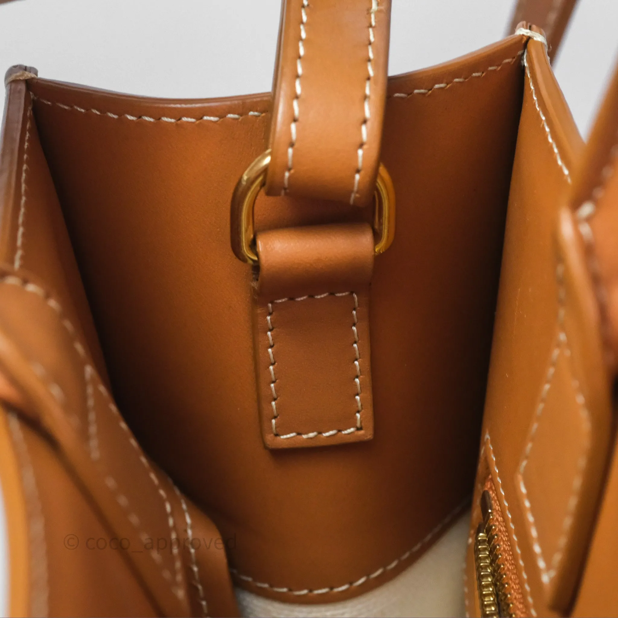 Celine Small Vertical Cabas Tote With Celine Print Natural/ Tan