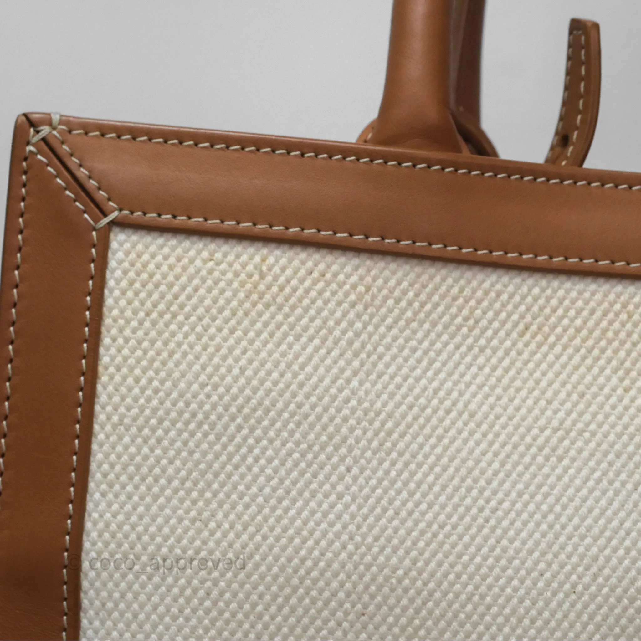 Celine Small Vertical Cabas Tote With Celine Print Natural/ Tan