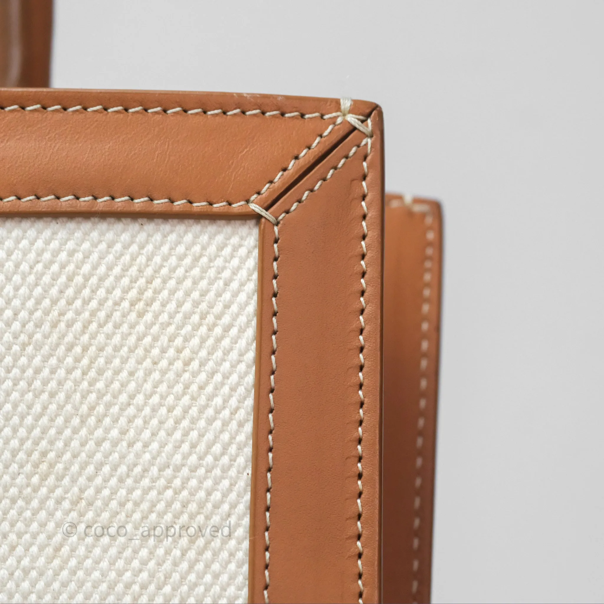 Celine Small Vertical Cabas Tote With Celine Print Natural/ Tan