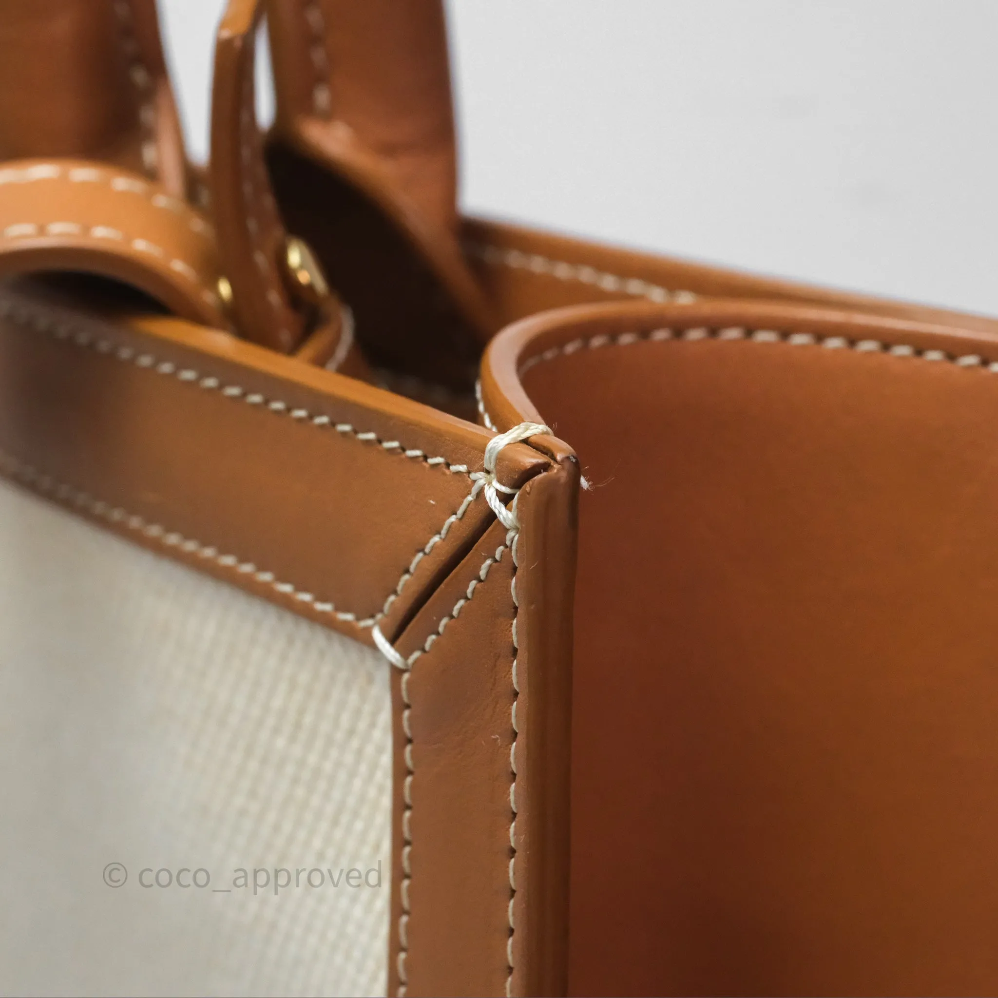 Celine Small Vertical Cabas Tote With Celine Print Natural/ Tan