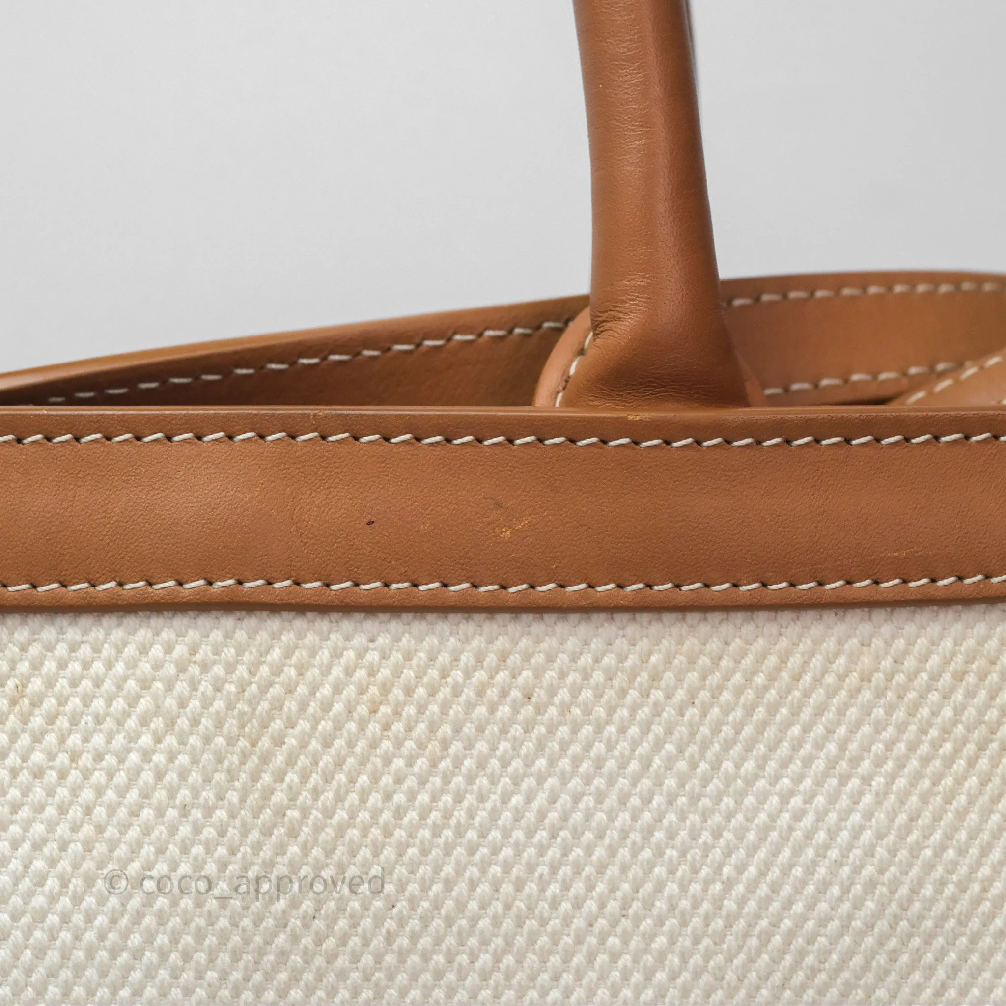 Celine Small Vertical Cabas Tote With Celine Print Natural/ Tan