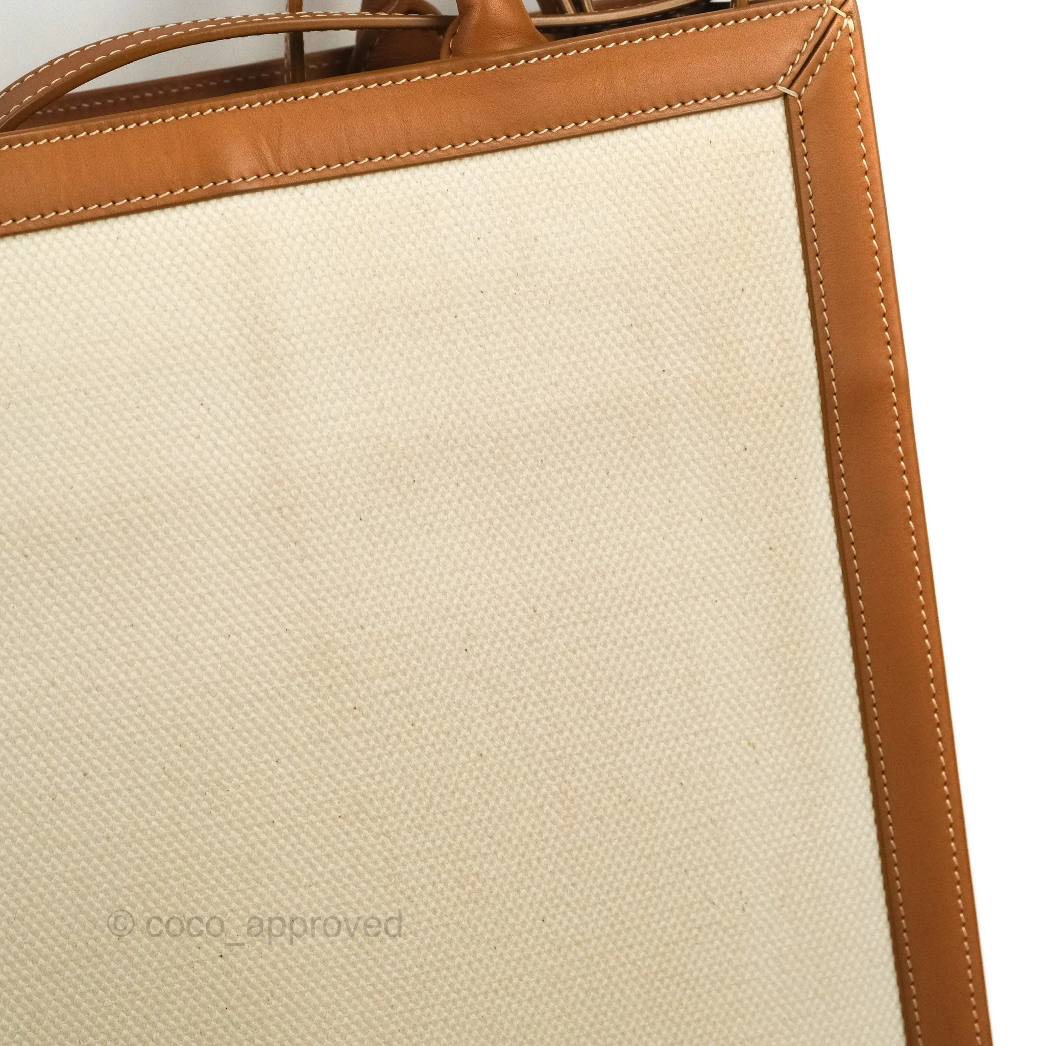 Celine Small Vertical Cabas Tote With Celine Print Natural/Tan