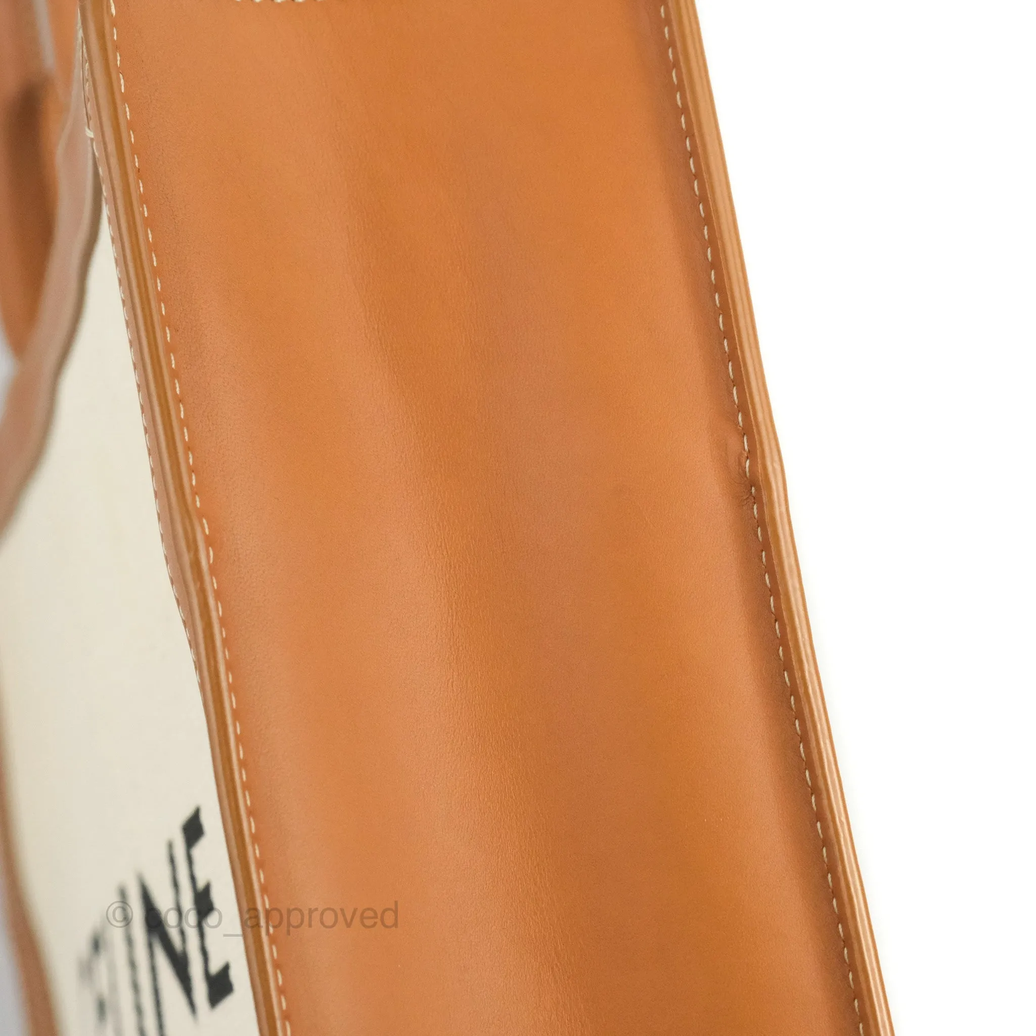 Celine Small Vertical Cabas Tote With Celine Print Natural/Tan