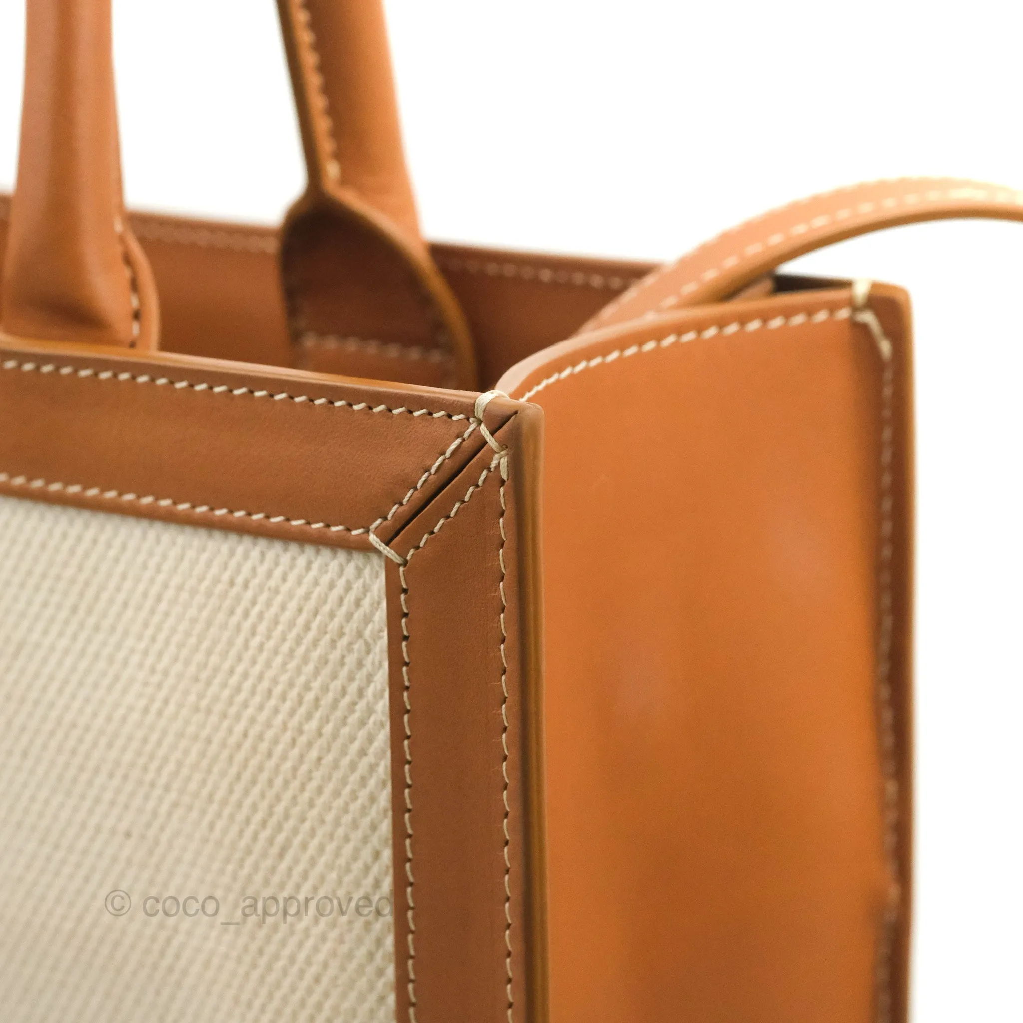 Celine Small Vertical Cabas Tote With Celine Print Natural/Tan