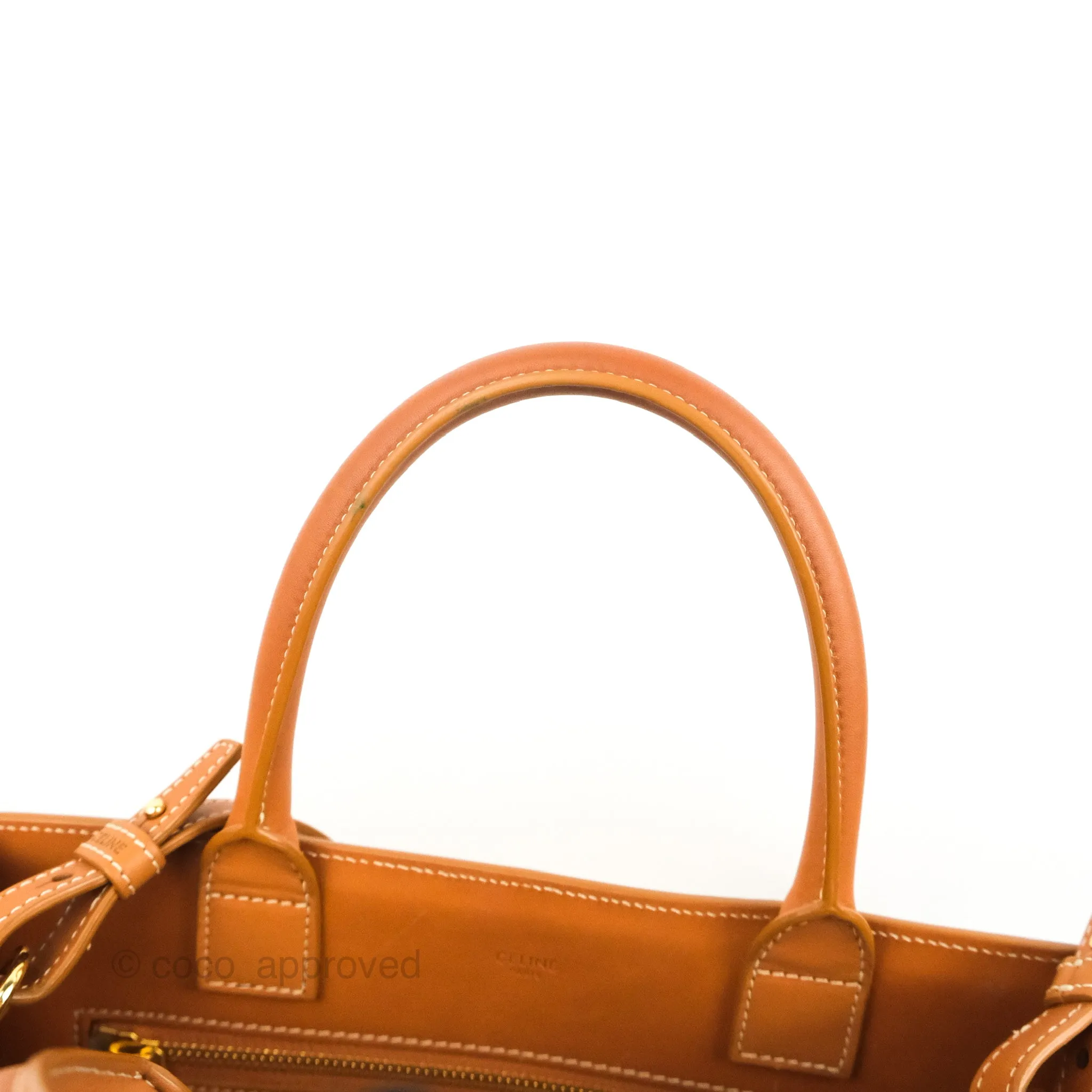Celine Small Vertical Cabas Tote With Celine Print Natural/Tan