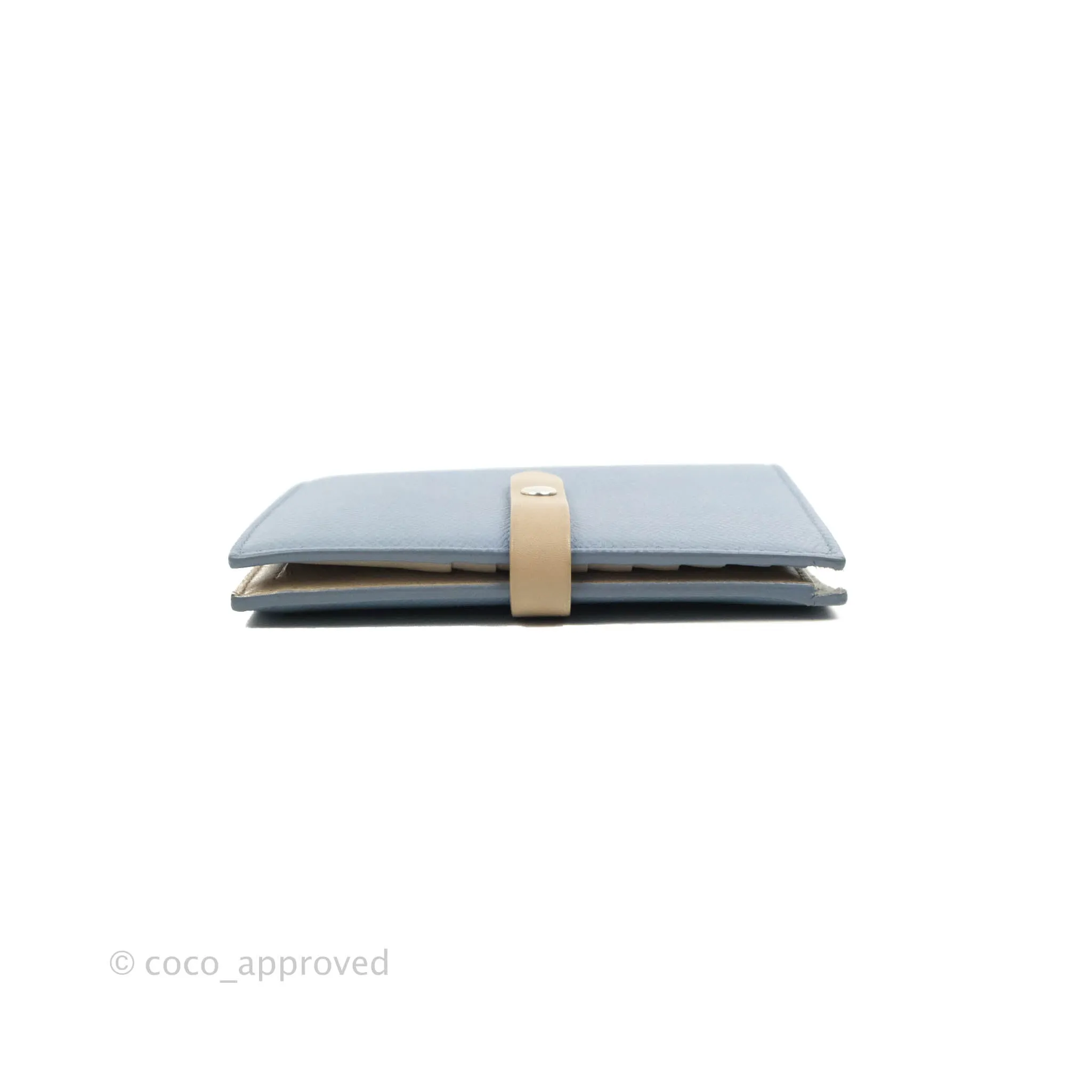Celine Strap Medium Wallet Grained Leather Blue/Taupe