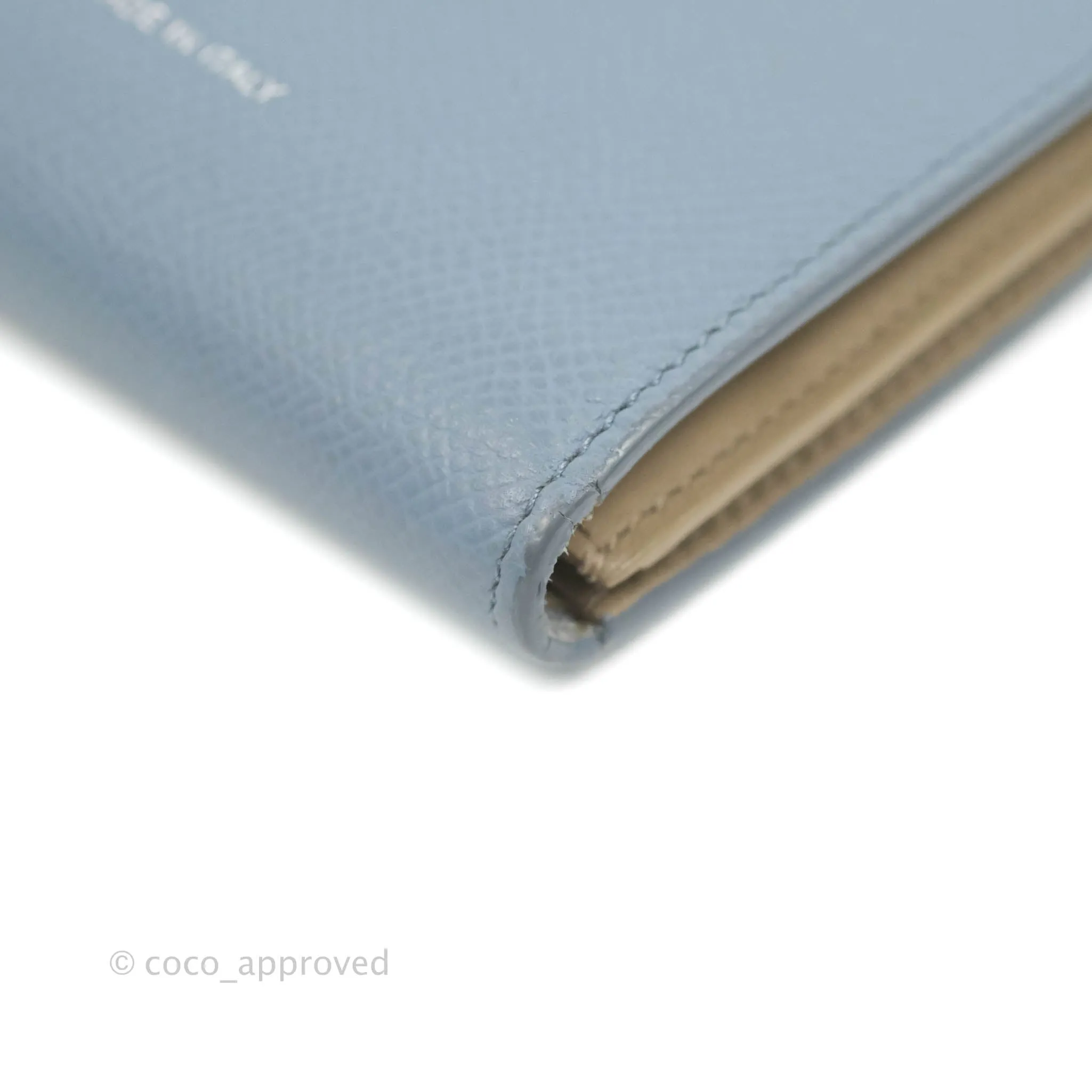 Celine Strap Medium Wallet Grained Leather Blue/Taupe