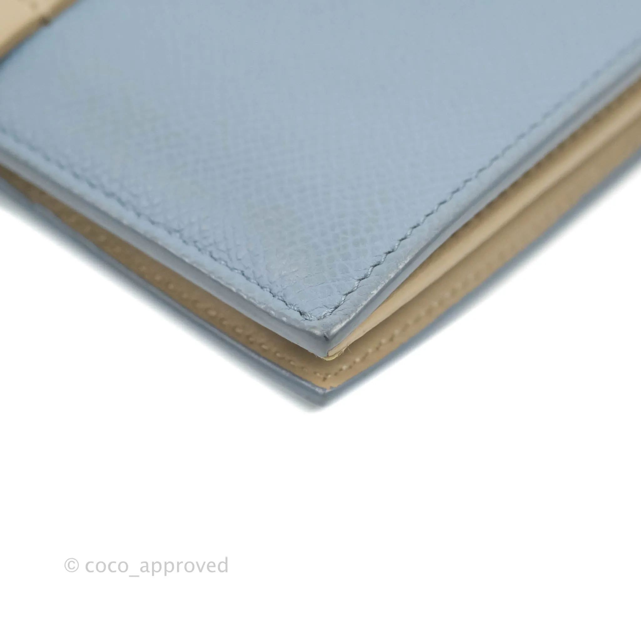 Celine Strap Medium Wallet Grained Leather Blue/Taupe