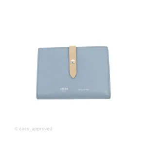Celine Strap Medium Wallet Grained Leather Blue/Taupe