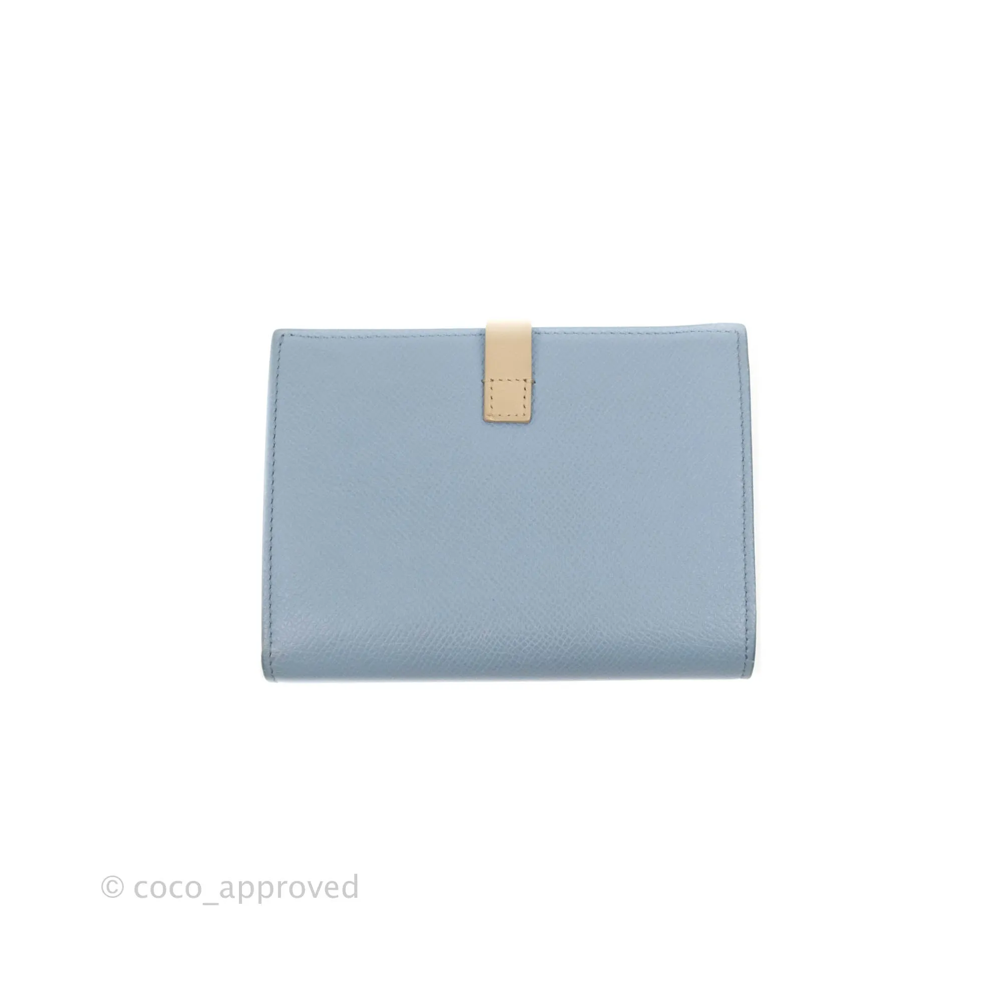 Celine Strap Medium Wallet Grained Leather Blue/Taupe