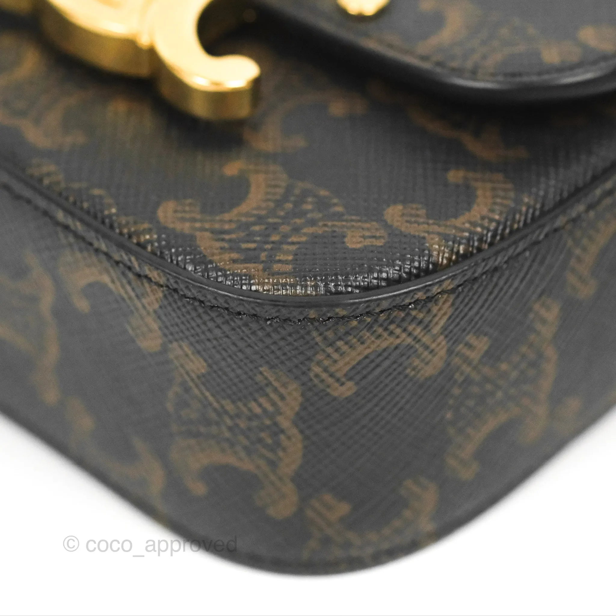 Celine Tan Canvas Calfskin Mini Triomphe