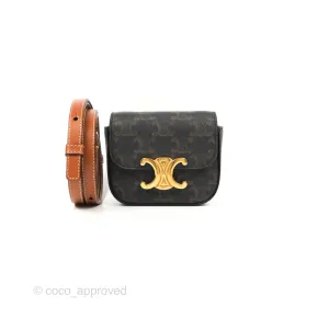 Celine Tan Canvas Calfskin Mini Triomphe
