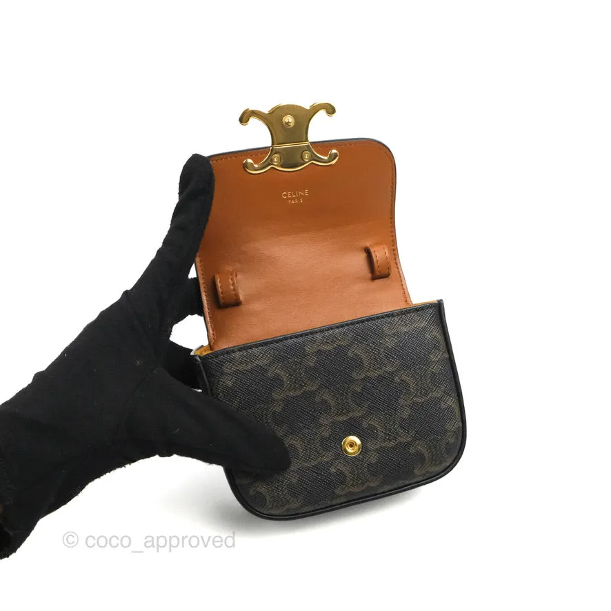 Celine Tan Canvas Calfskin Mini Triomphe