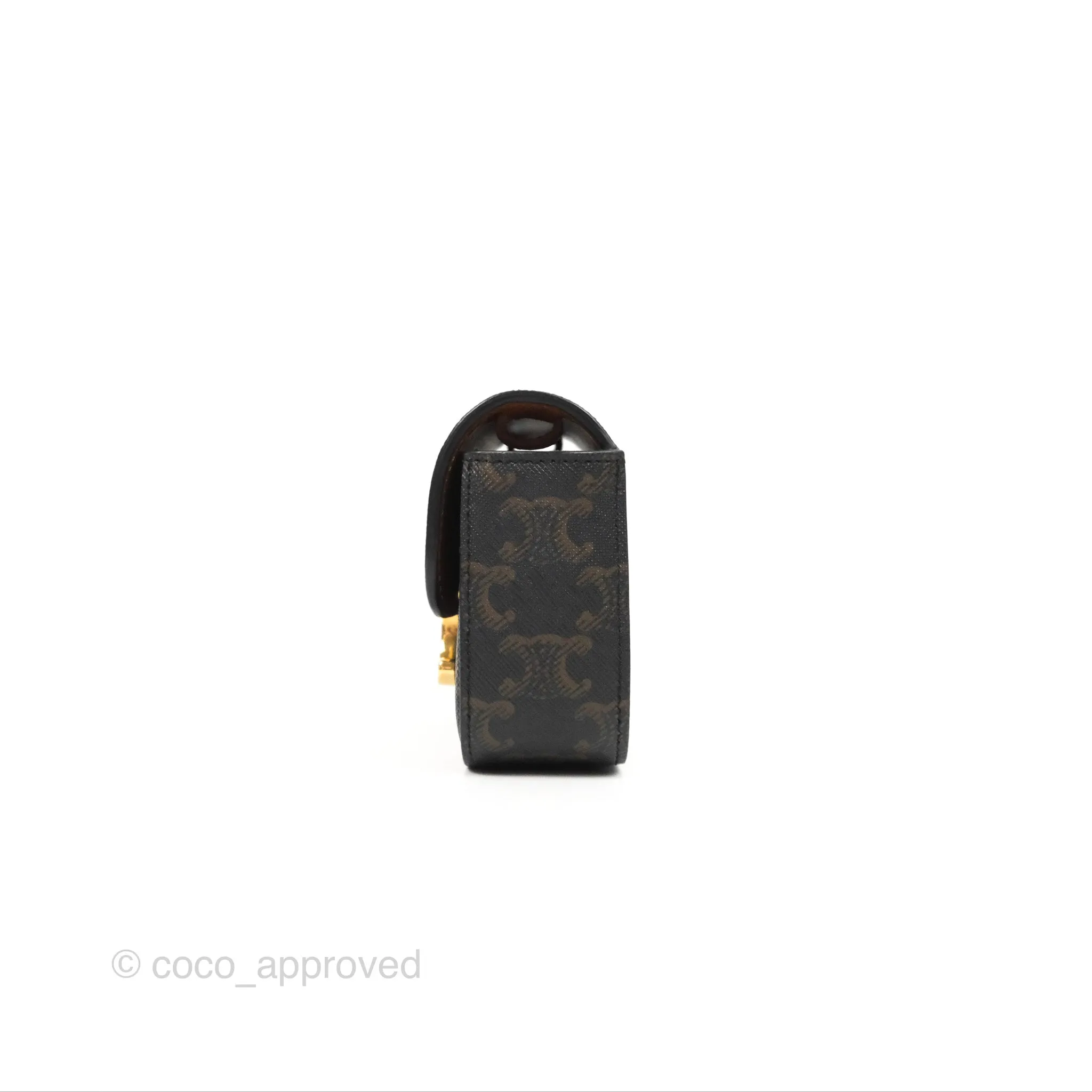 Celine Tan Canvas Calfskin Mini Triomphe