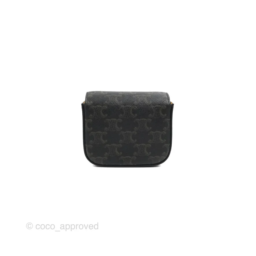 Celine Tan Canvas Calfskin Mini Triomphe