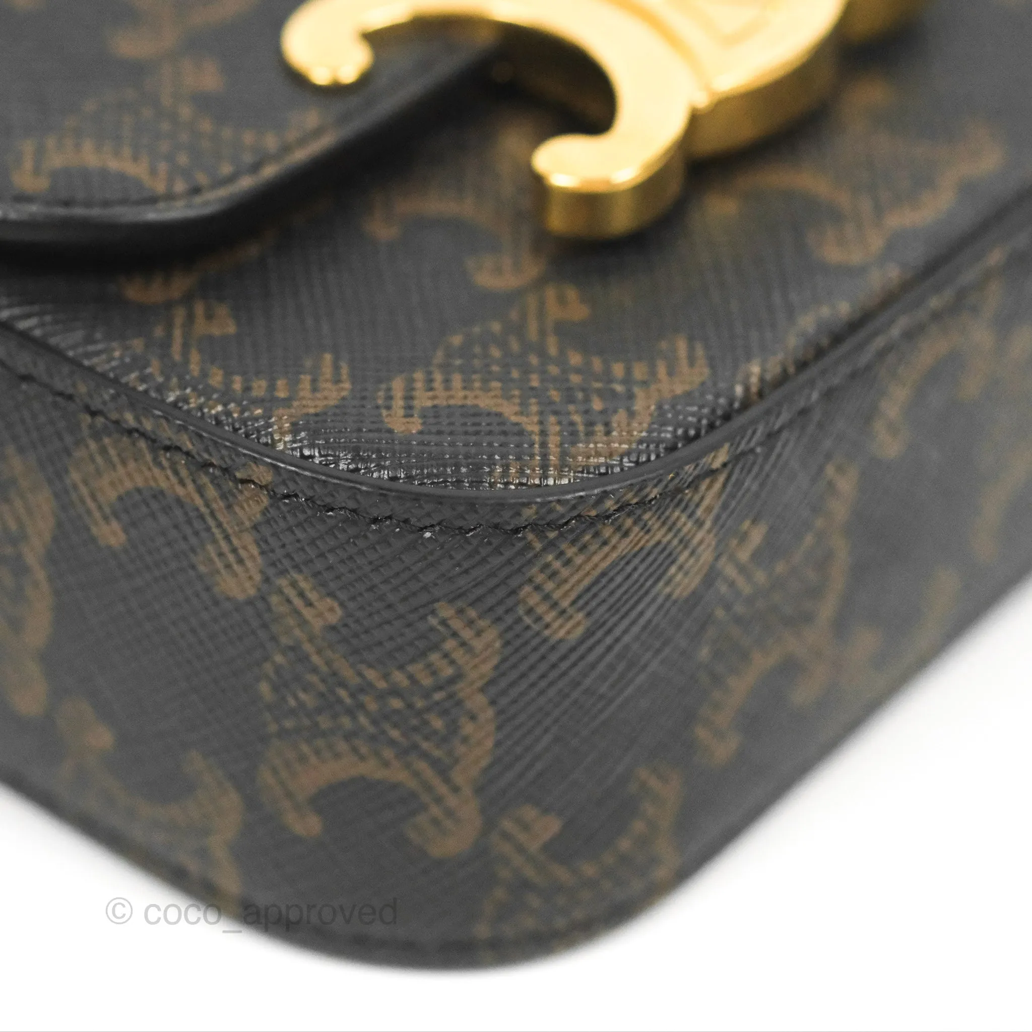 Celine Tan Canvas Calfskin Mini Triomphe