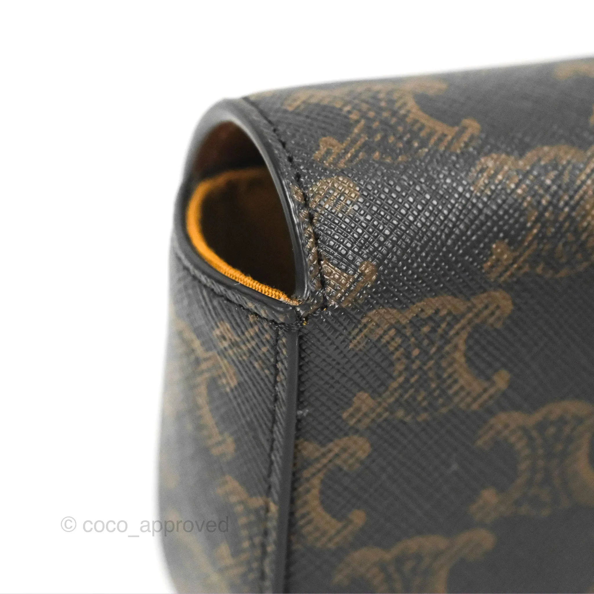 Celine Tan Canvas Calfskin Mini Triomphe