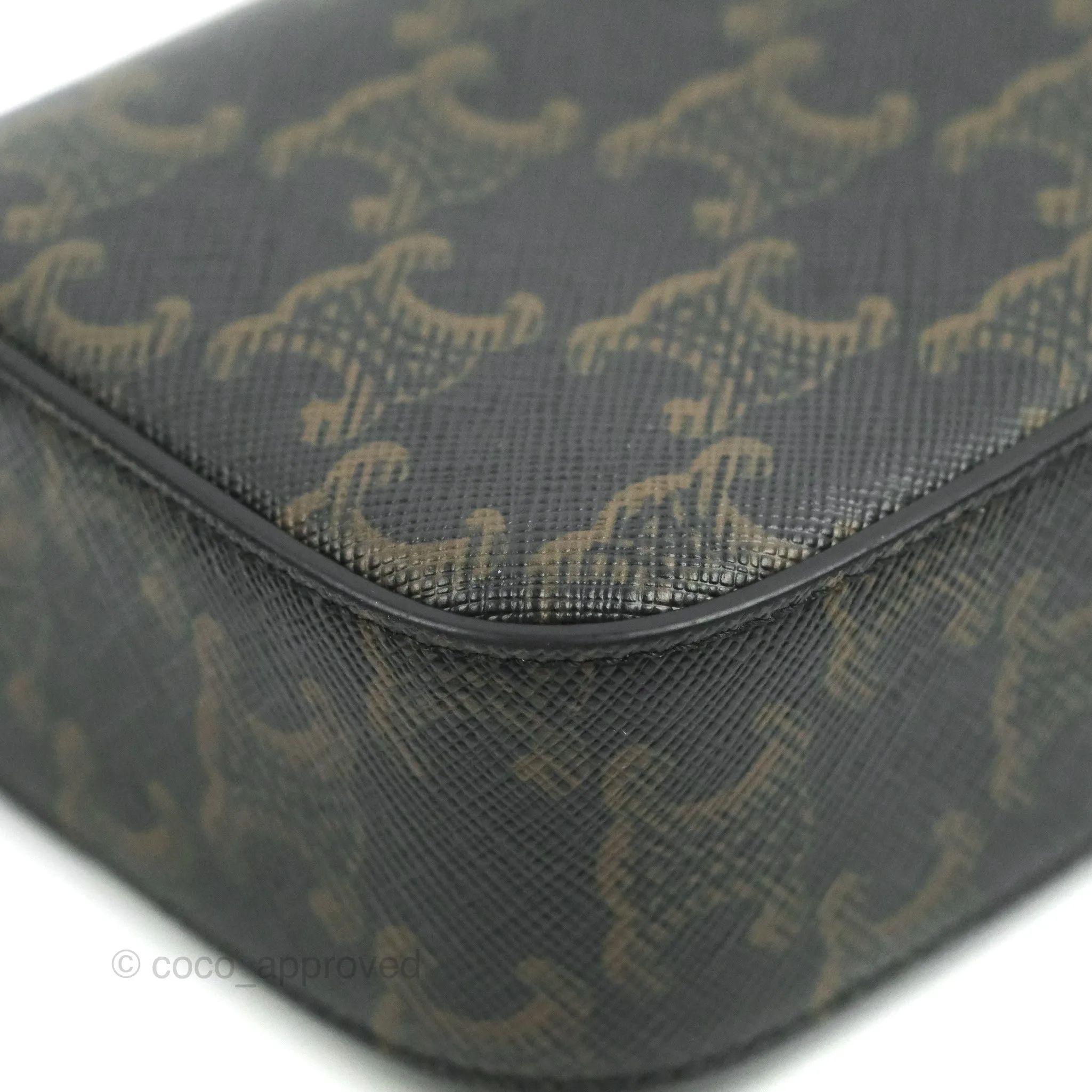 Celine Tan Canvas Calfskin Mini Triomphe