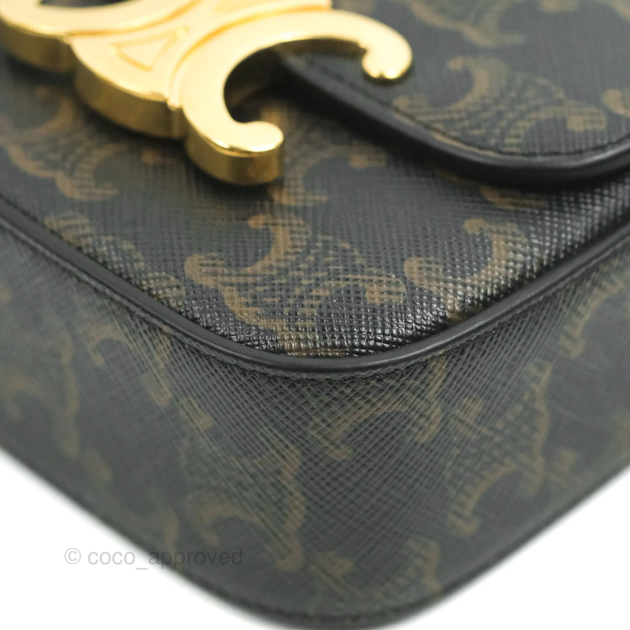 Celine Tan Canvas Calfskin Mini Triomphe