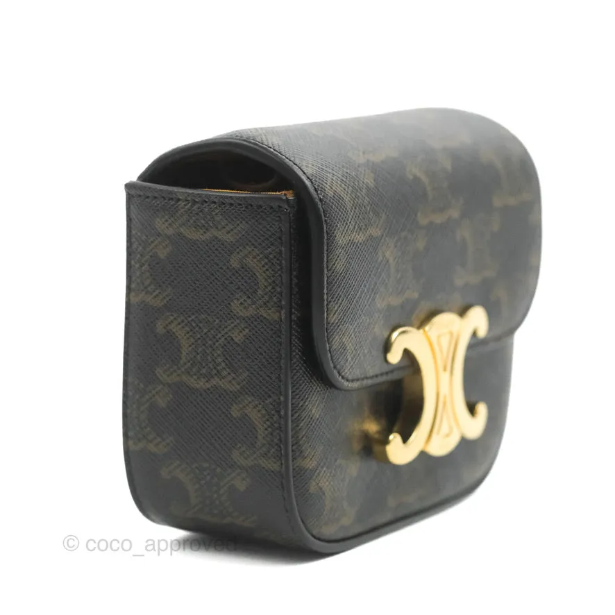 Celine Tan Canvas Calfskin Mini Triomphe