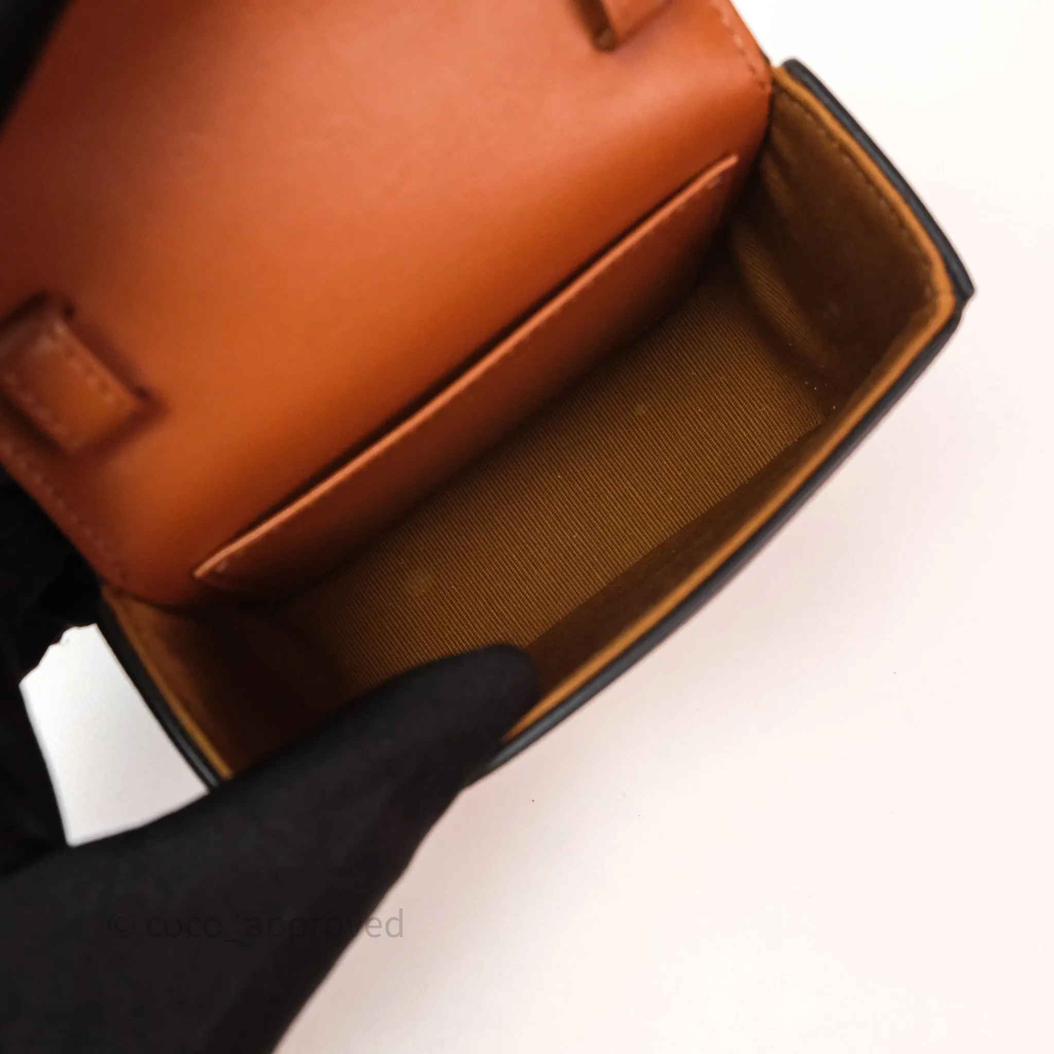 Celine Tan Canvas Calfskin Mini Triomphe