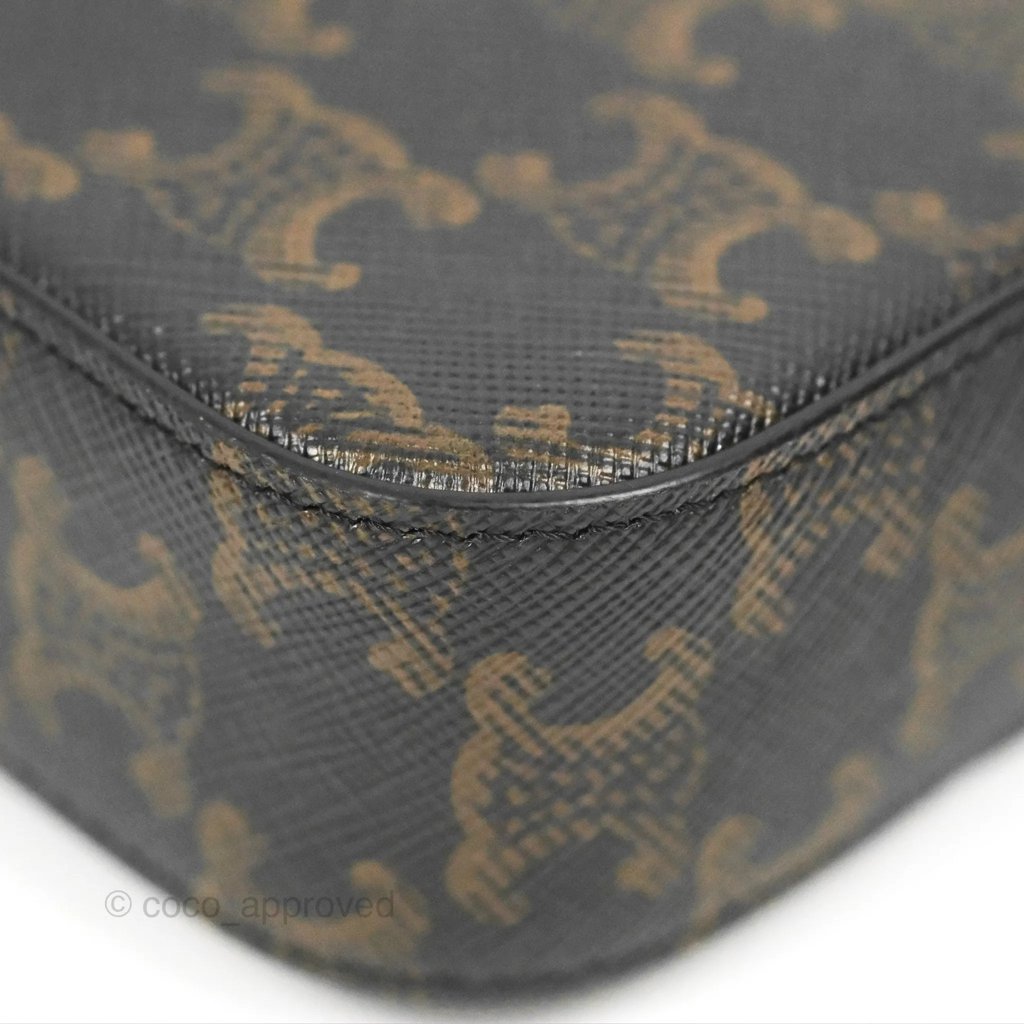 Celine Tan Canvas Calfskin Mini Triomphe