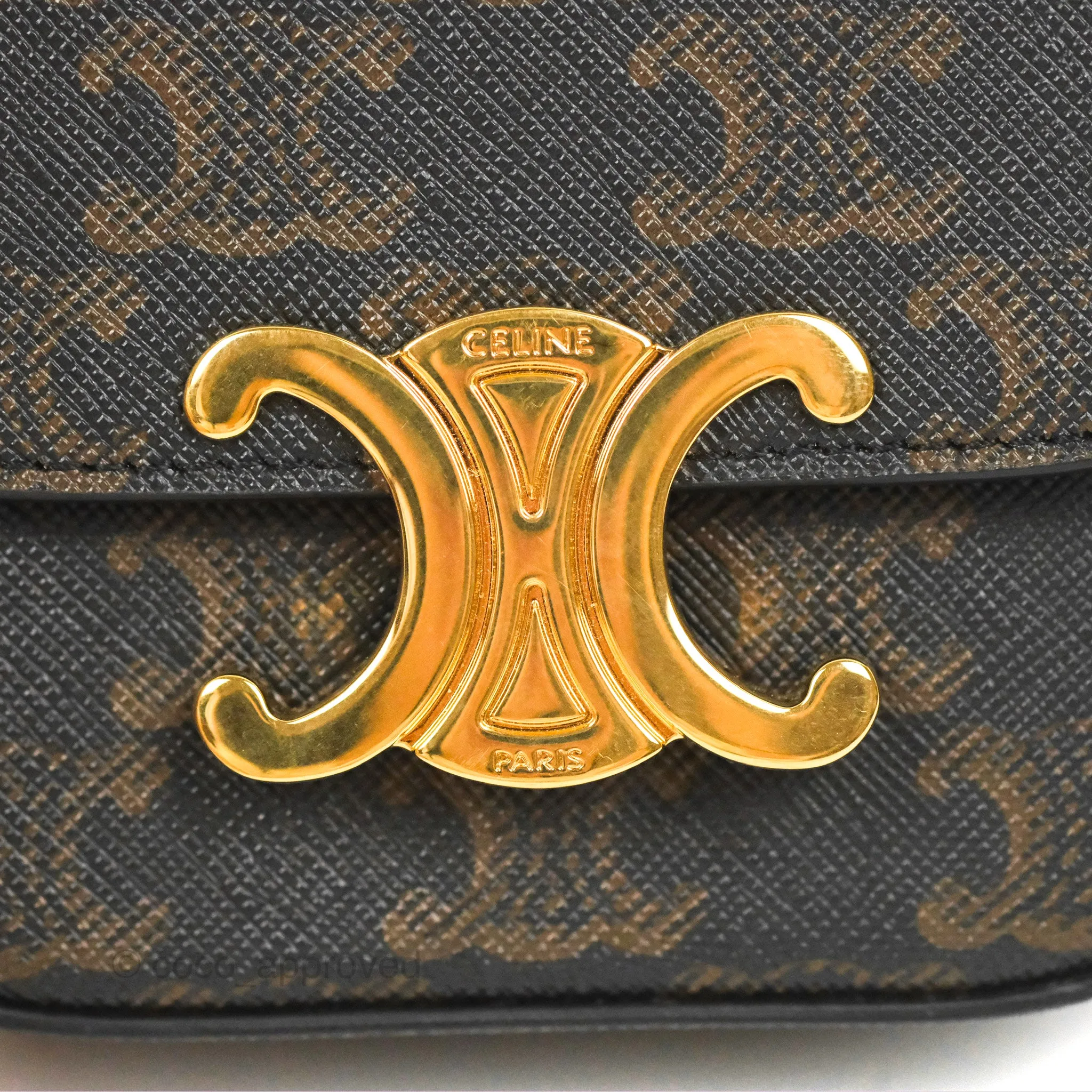 Celine Tan Canvas Calfskin Mini Triomphe