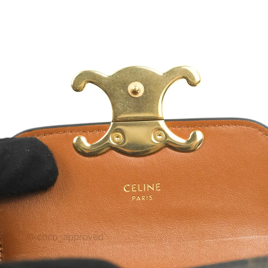 Celine Tan Canvas Calfskin Mini Triomphe