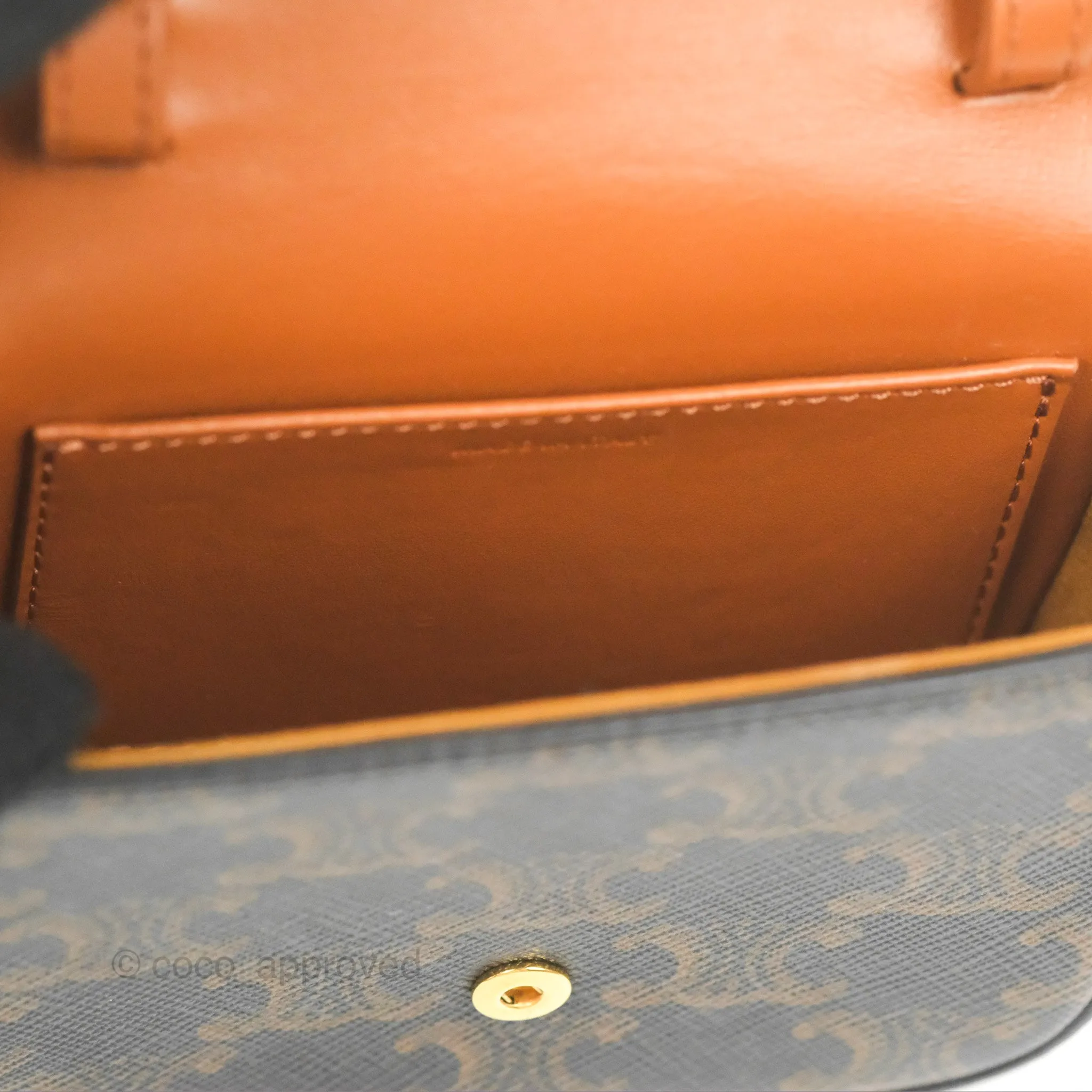 Celine Tan Canvas Calfskin Mini Triomphe