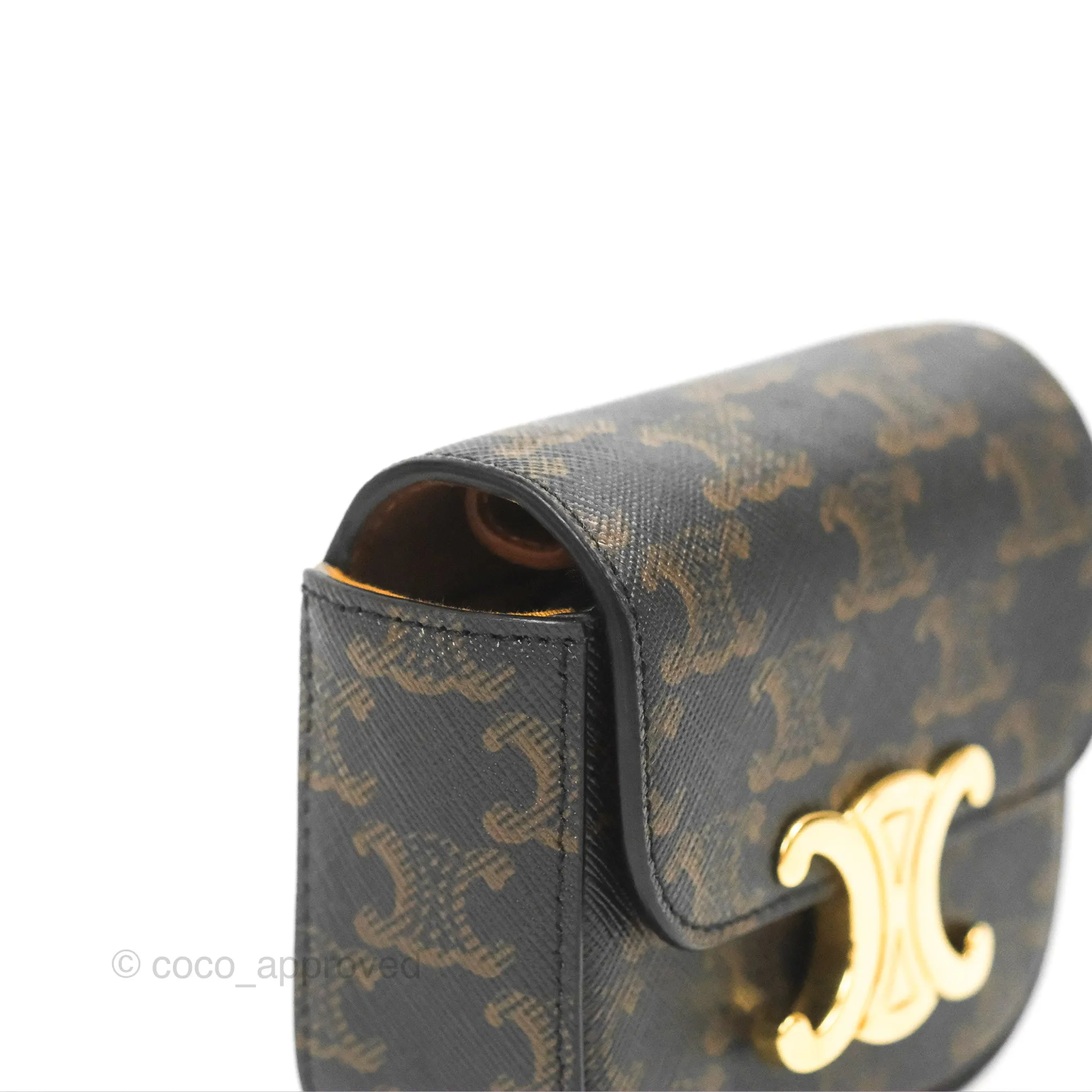 Celine Tan Canvas Calfskin Mini Triomphe
