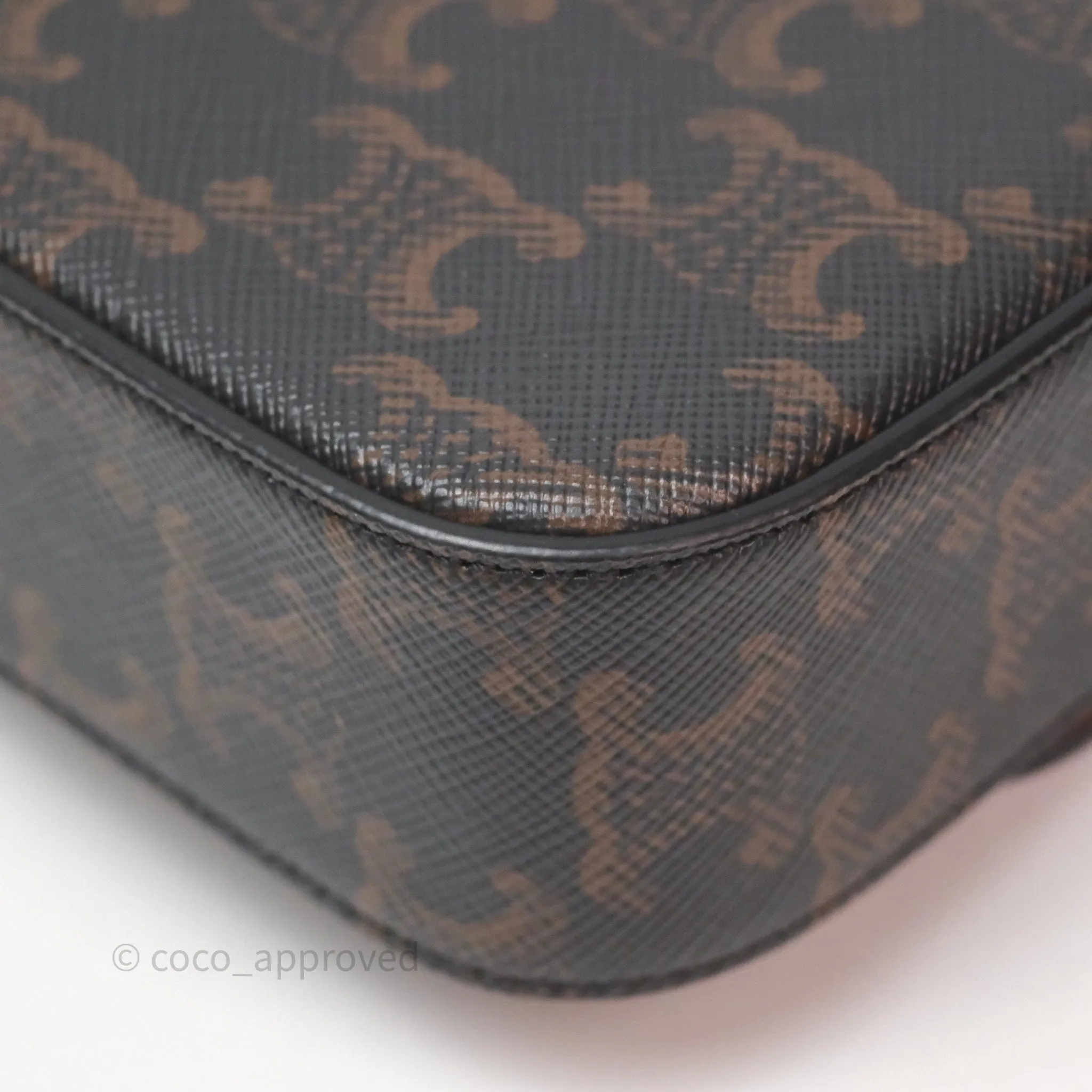 Celine Tan Canvas Calfskin Mini Triomphe